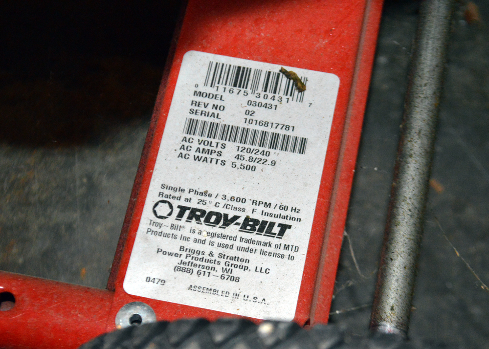 Troy Bilt 5500 Watt Generator