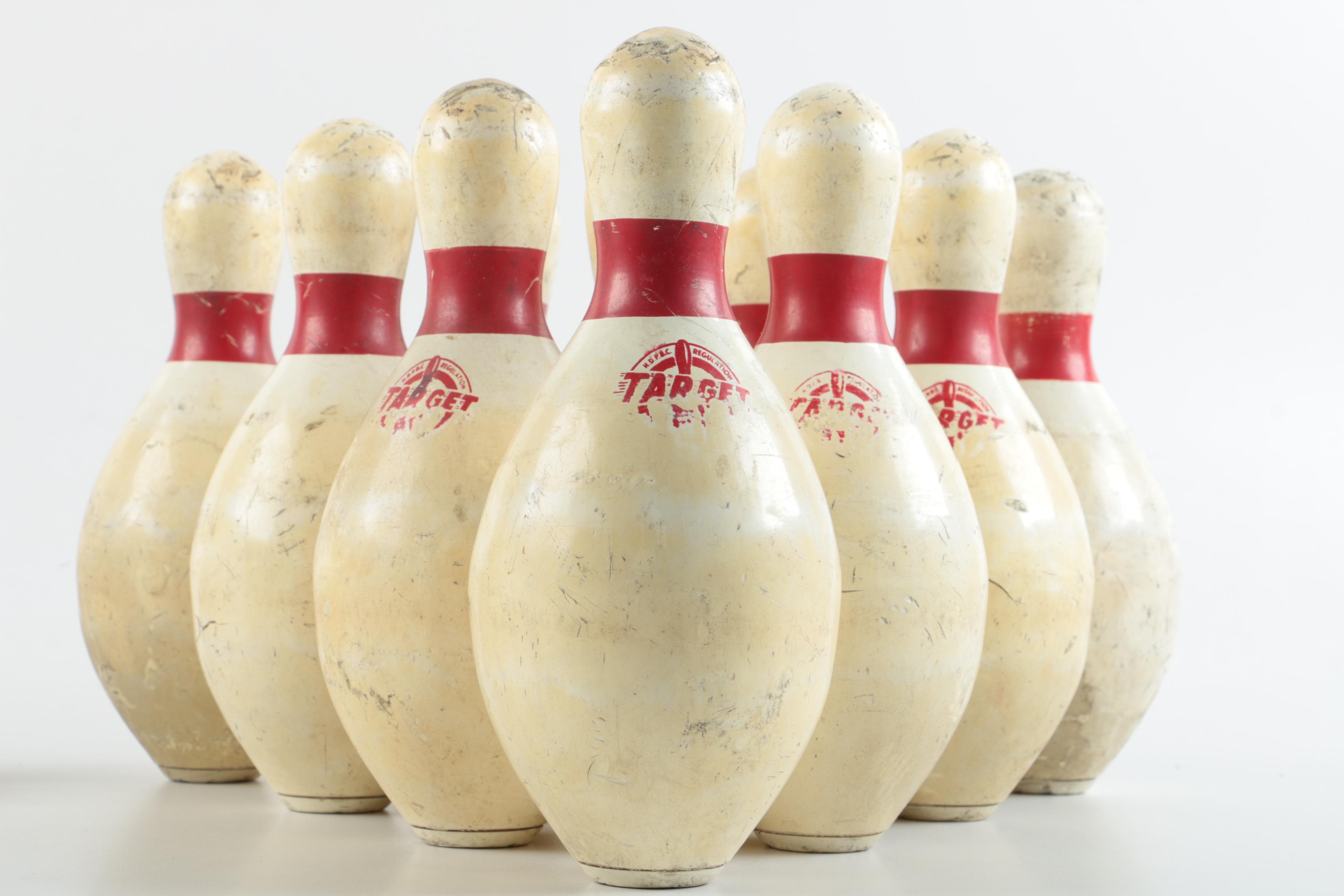 Vintage Duckpin Bowling Pins and Miniature Bowling Set