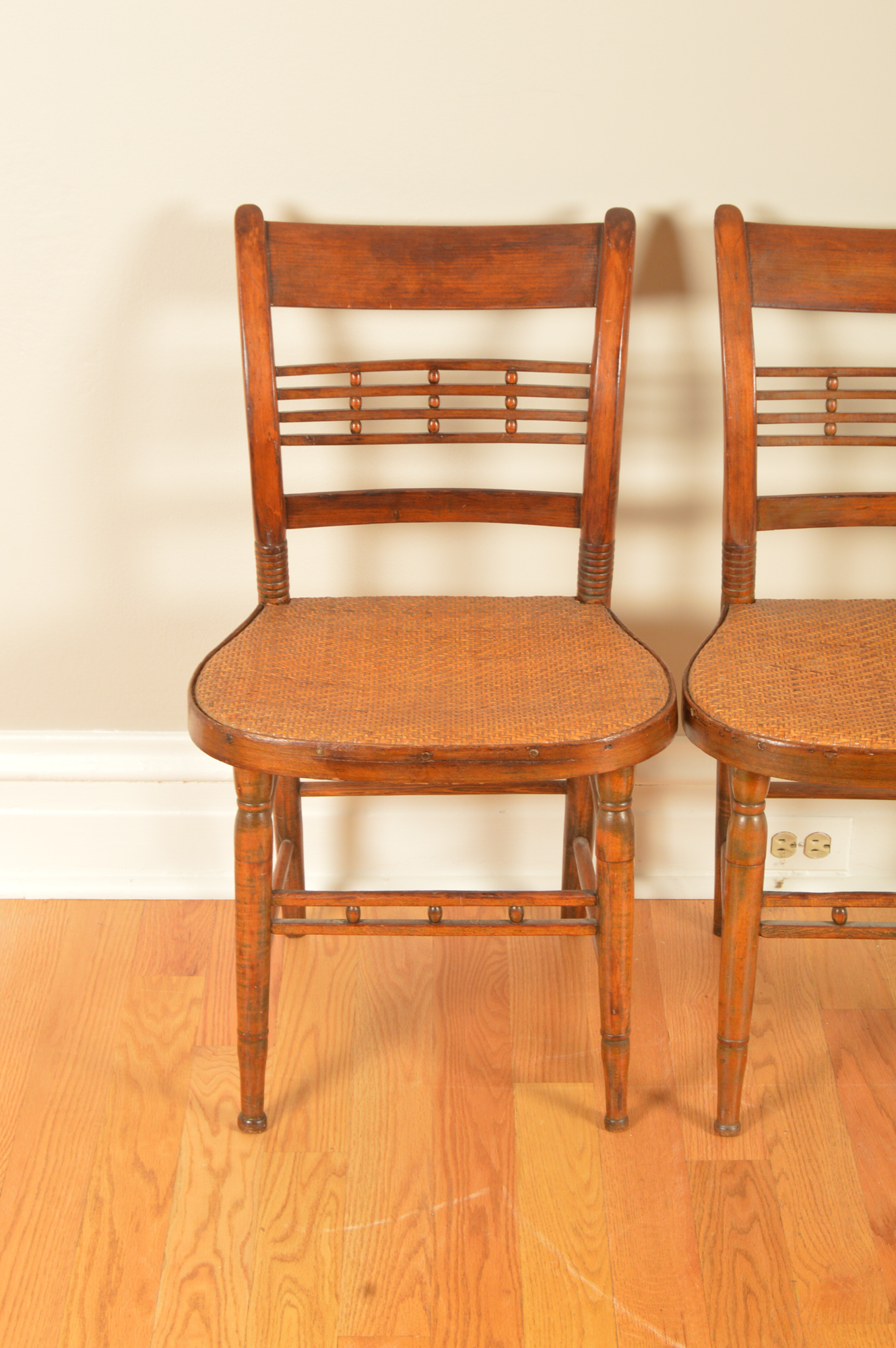 Pair of Vintage Caned Seat Chairs