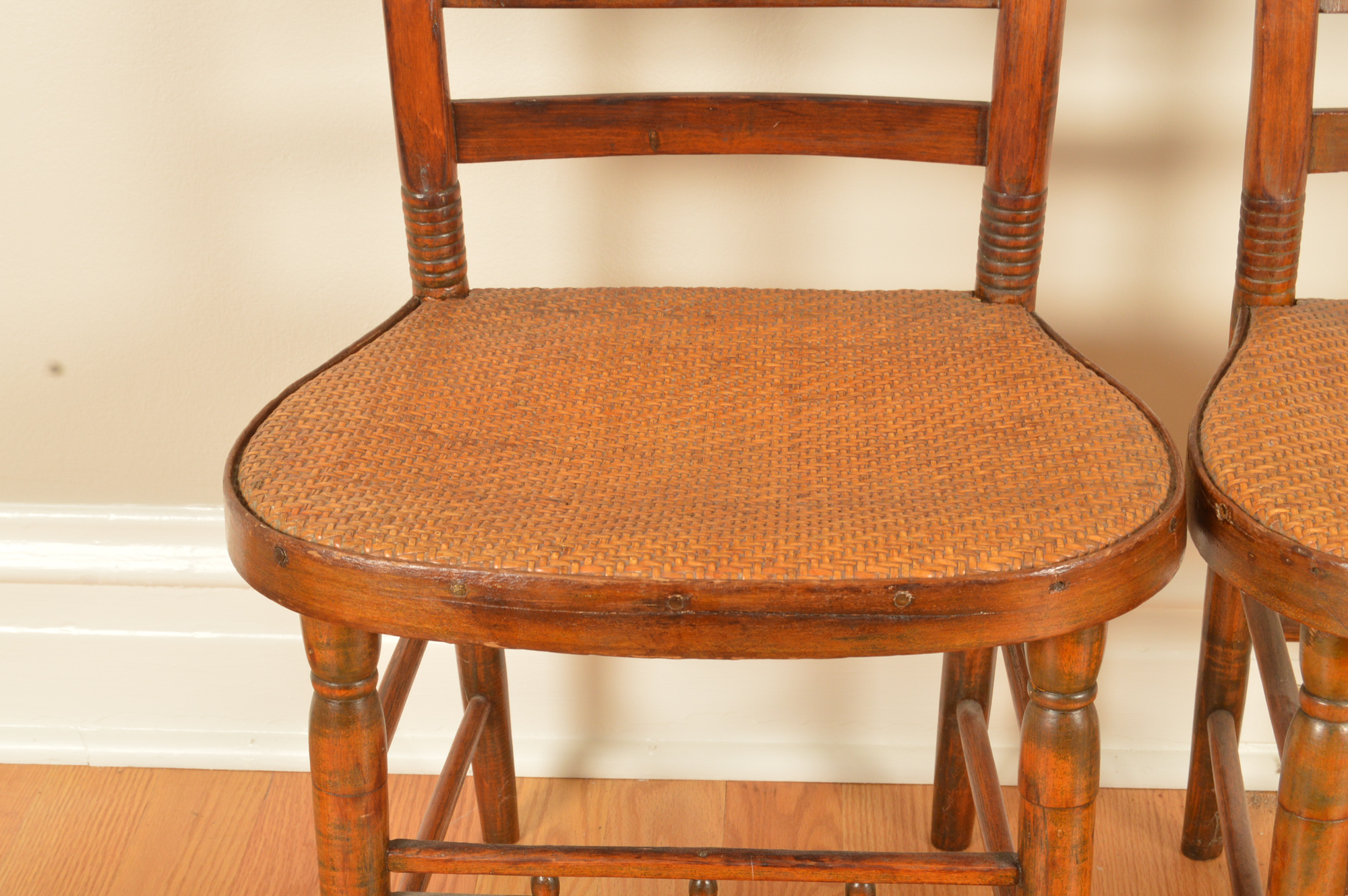 Pair of Vintage Caned Seat Chairs
