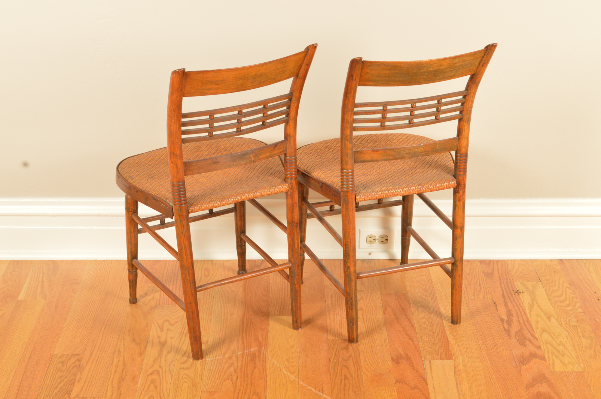 Pair of Vintage Caned Seat Chairs