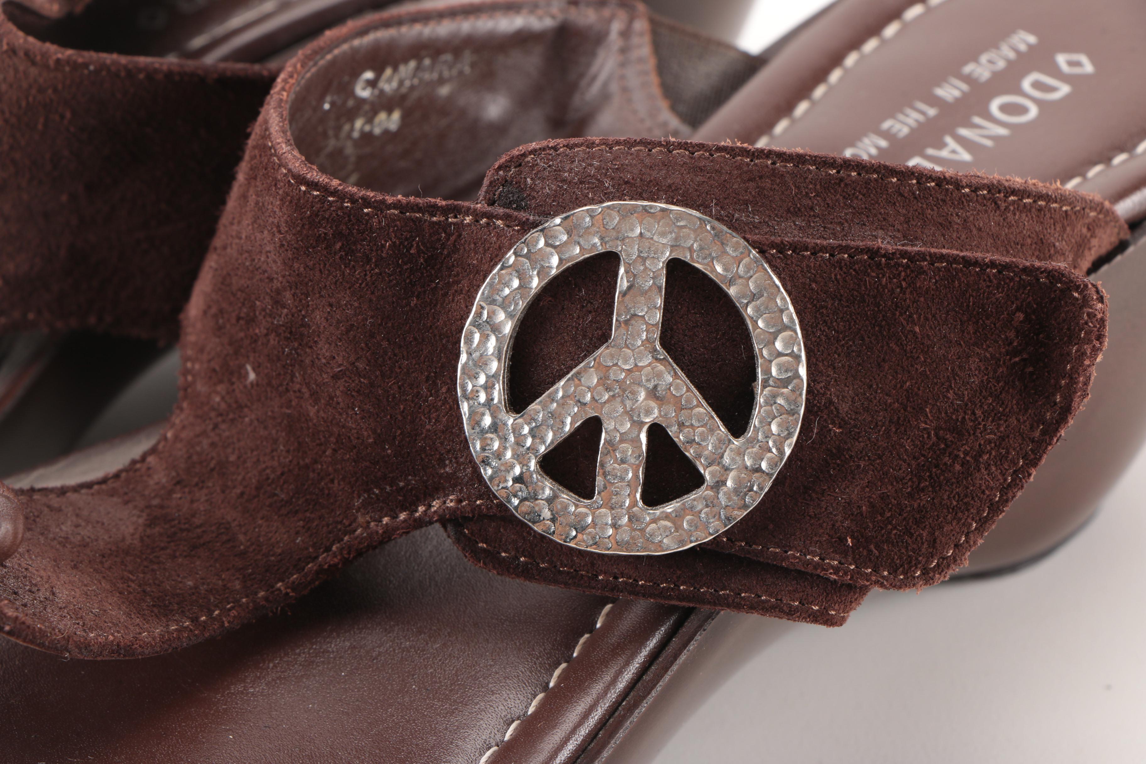 Donald J Pliner Camara Peace Symbol Suede Sandals