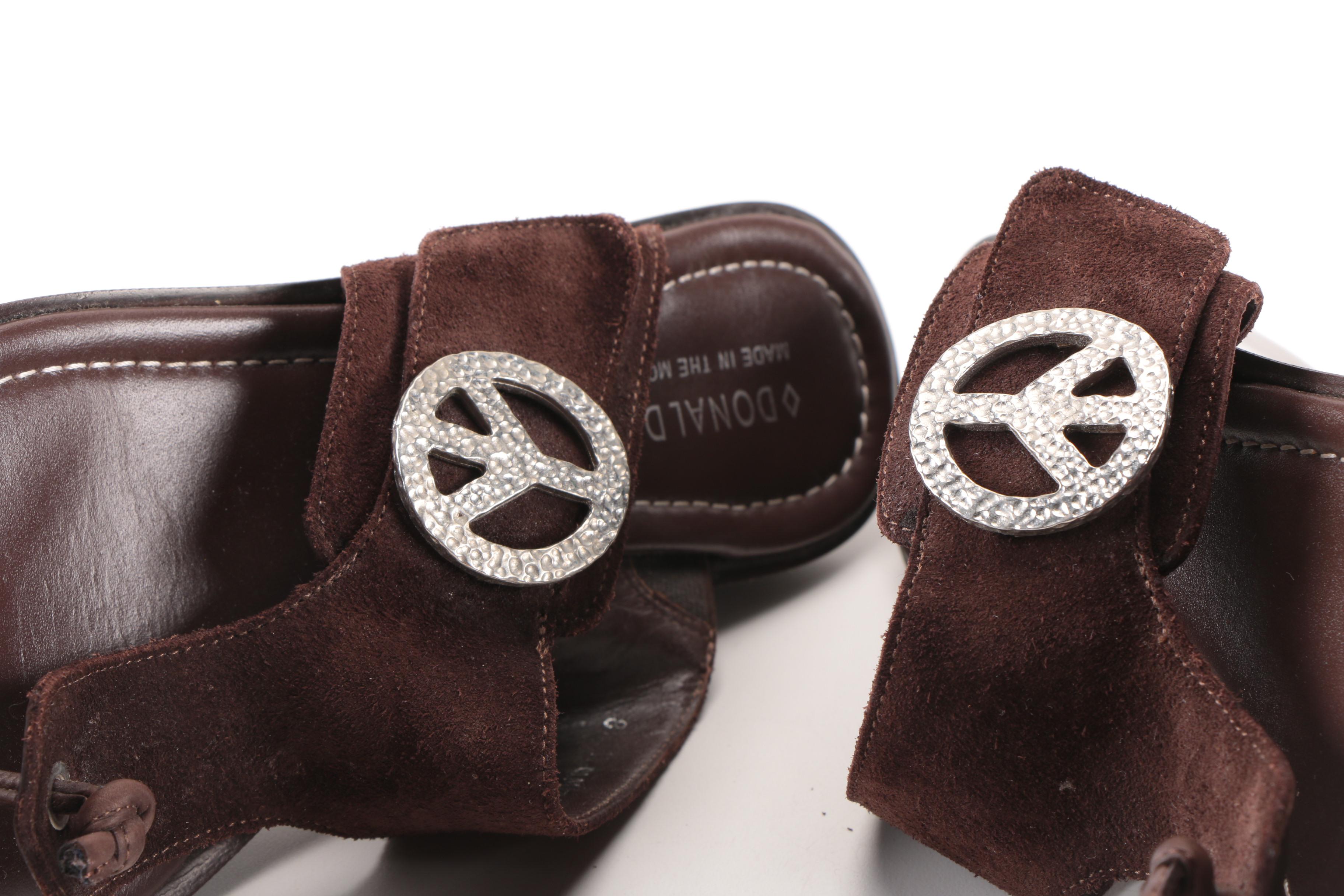 Donald J Pliner Camara Peace Symbol Suede Sandals