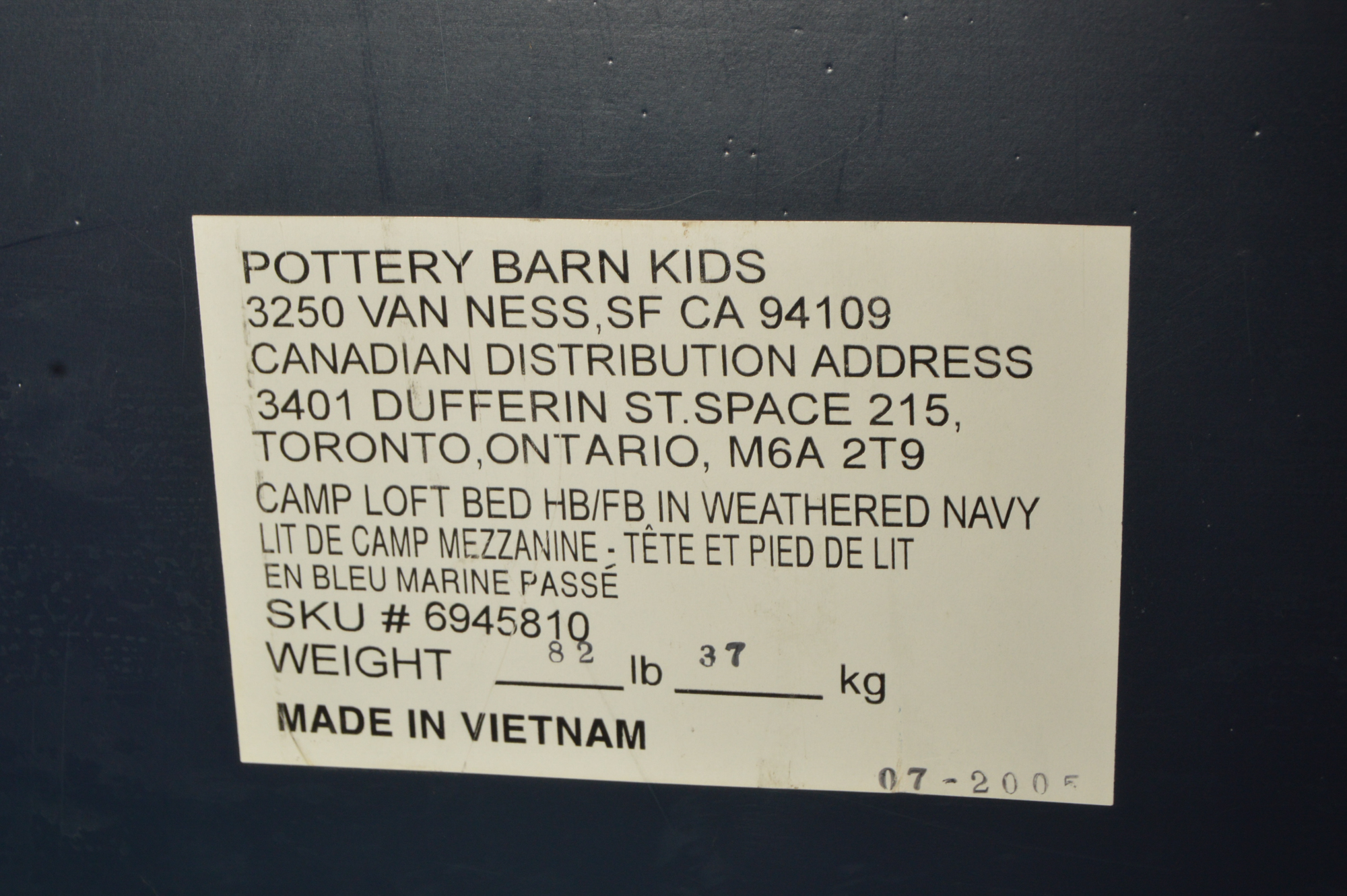 Pottery Barn Kids Navy "Camp" Loft Bed