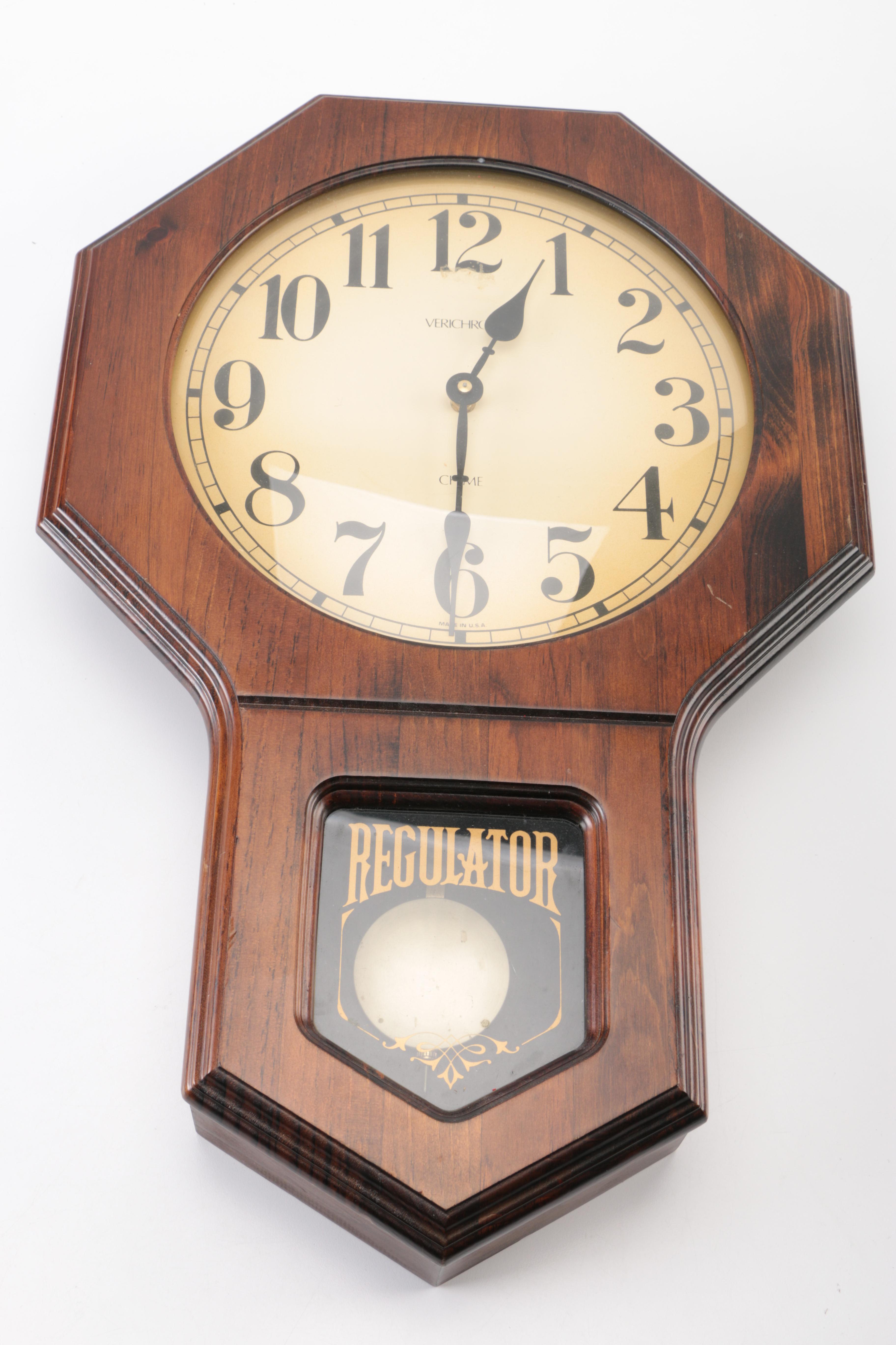 Verichron Regulator Battery Powered Pendulum Wall Clock