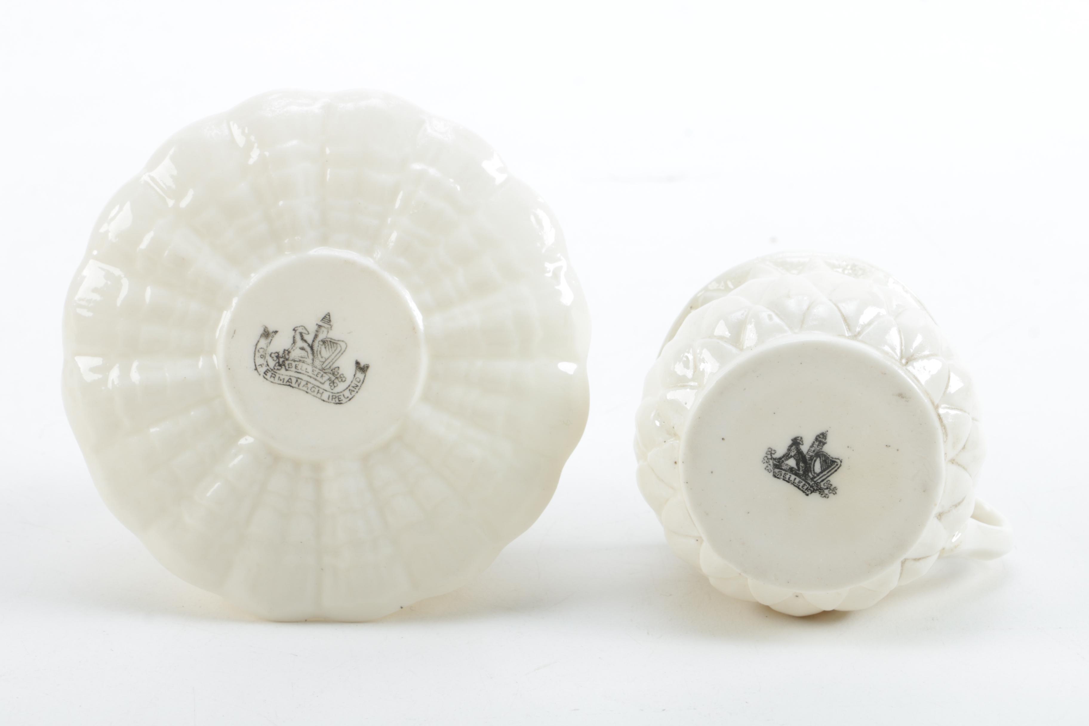 Antique First Mark Belleek Cup and Bellek Jug