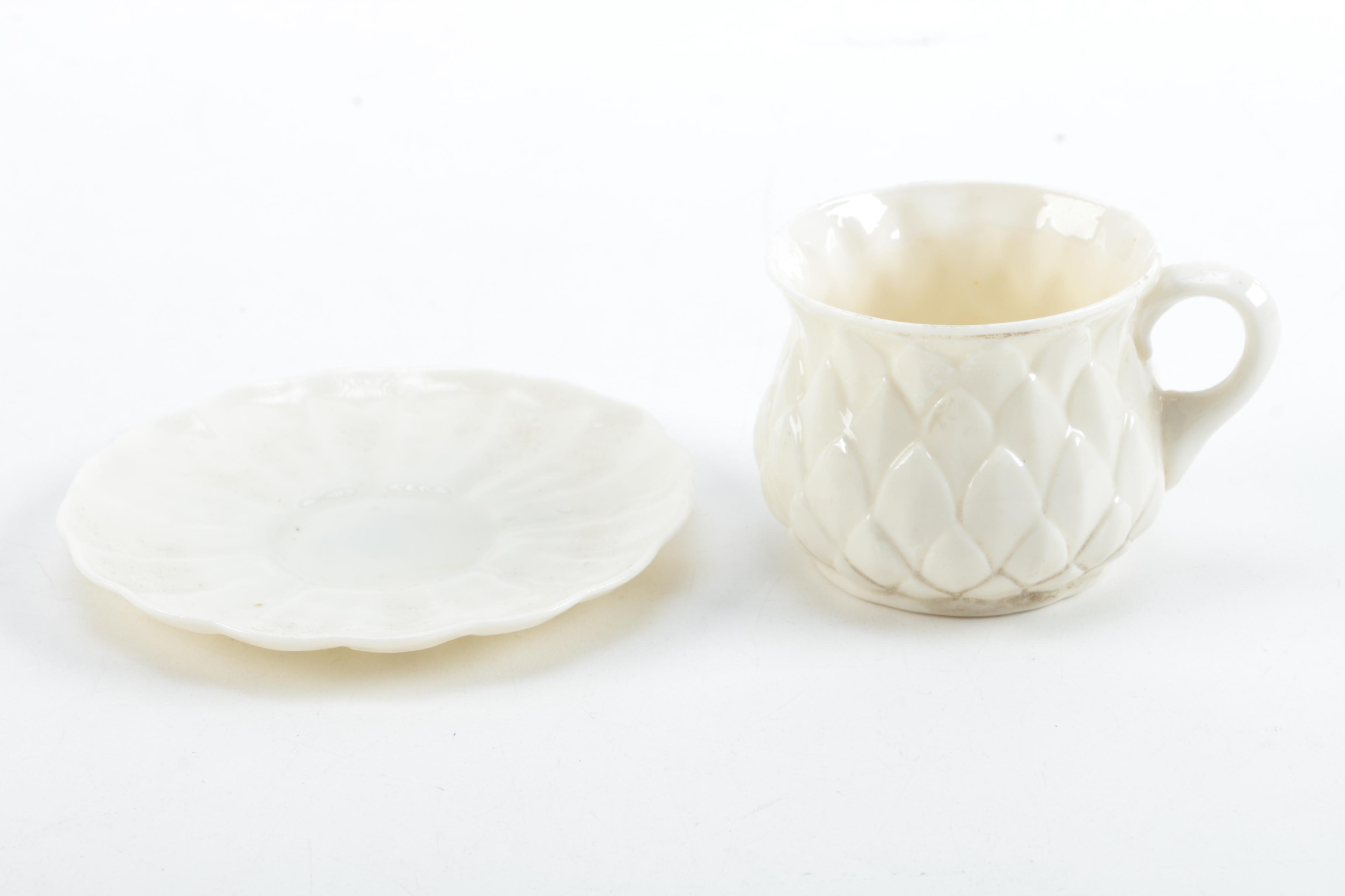 Antique First Mark Belleek Cup and Bellek Jug