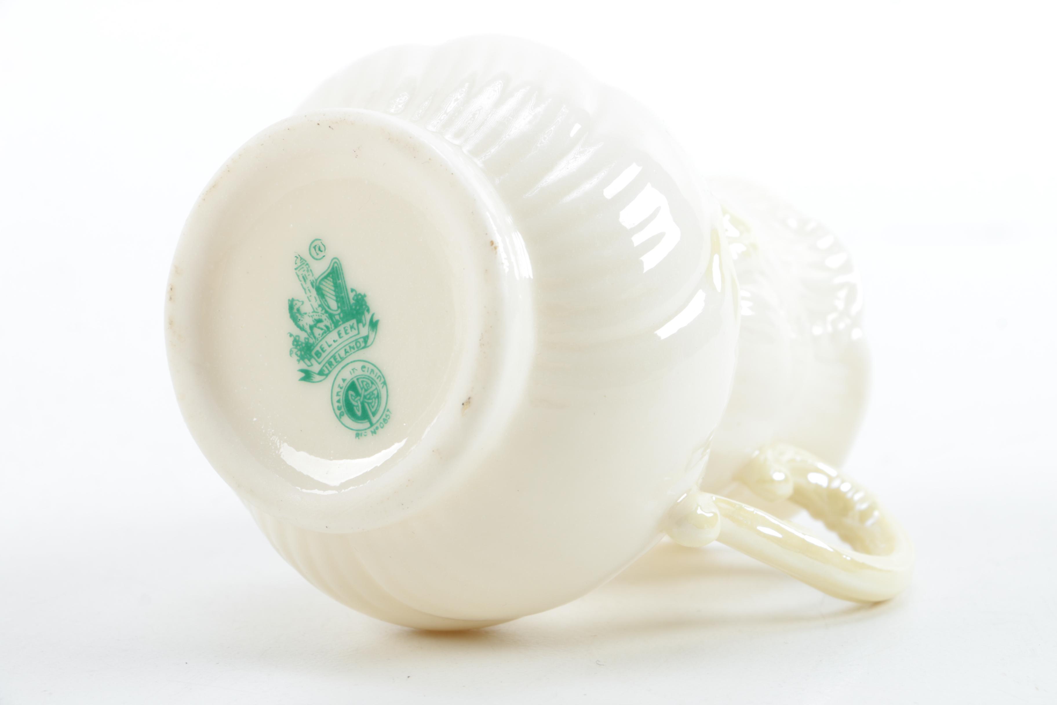 Antique First Mark Belleek Cup and Bellek Jug