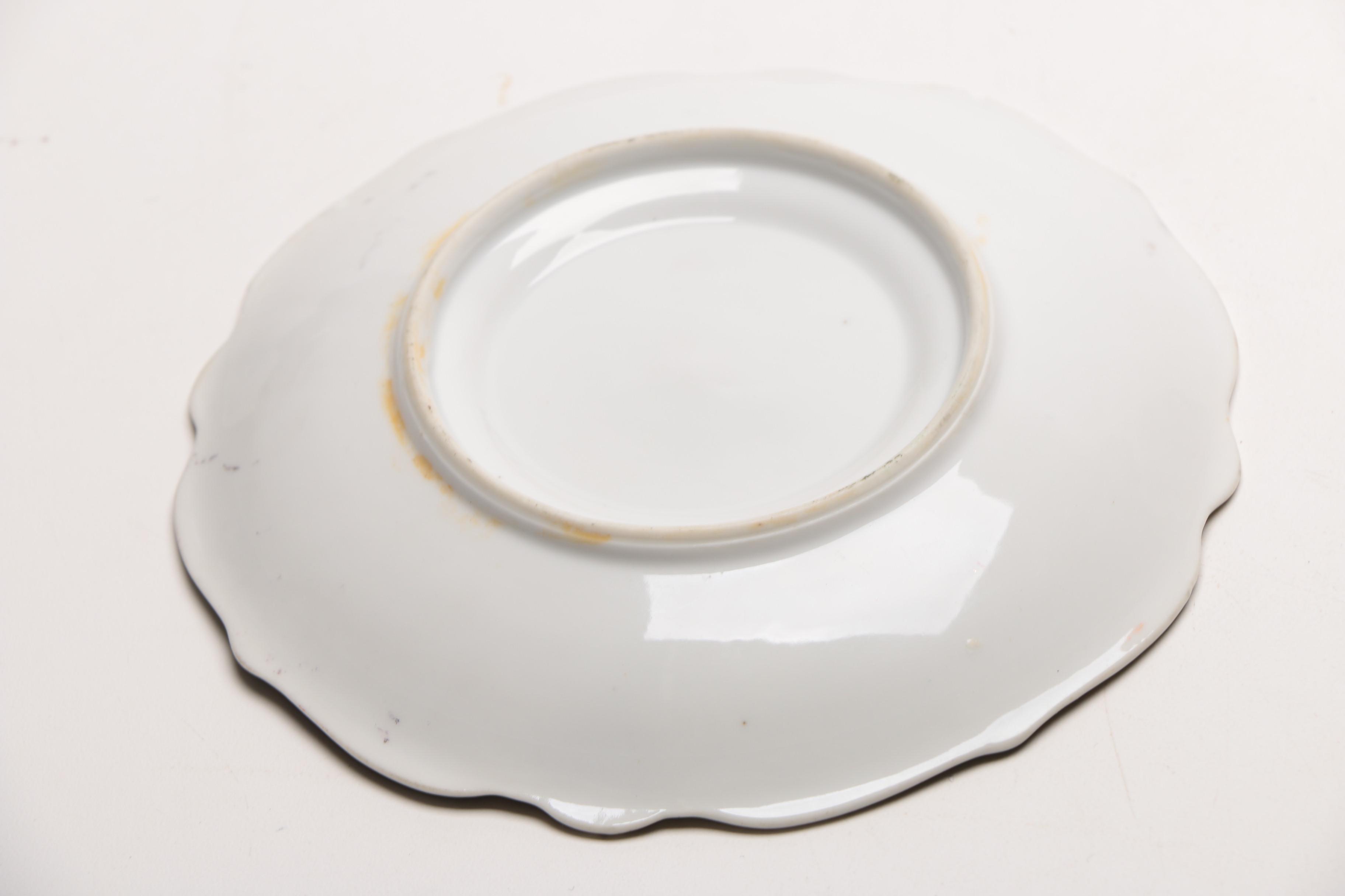 Vintage Porcelain Mustache Teacups With Saucers