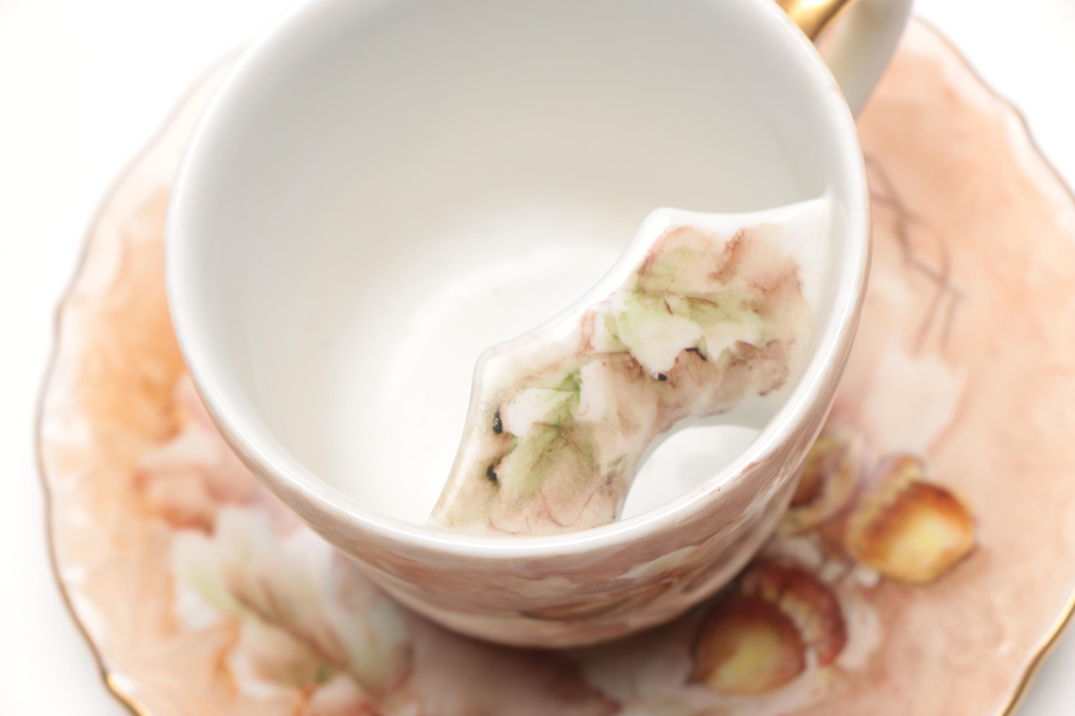 Vintage Porcelain Mustache Teacups With Saucers