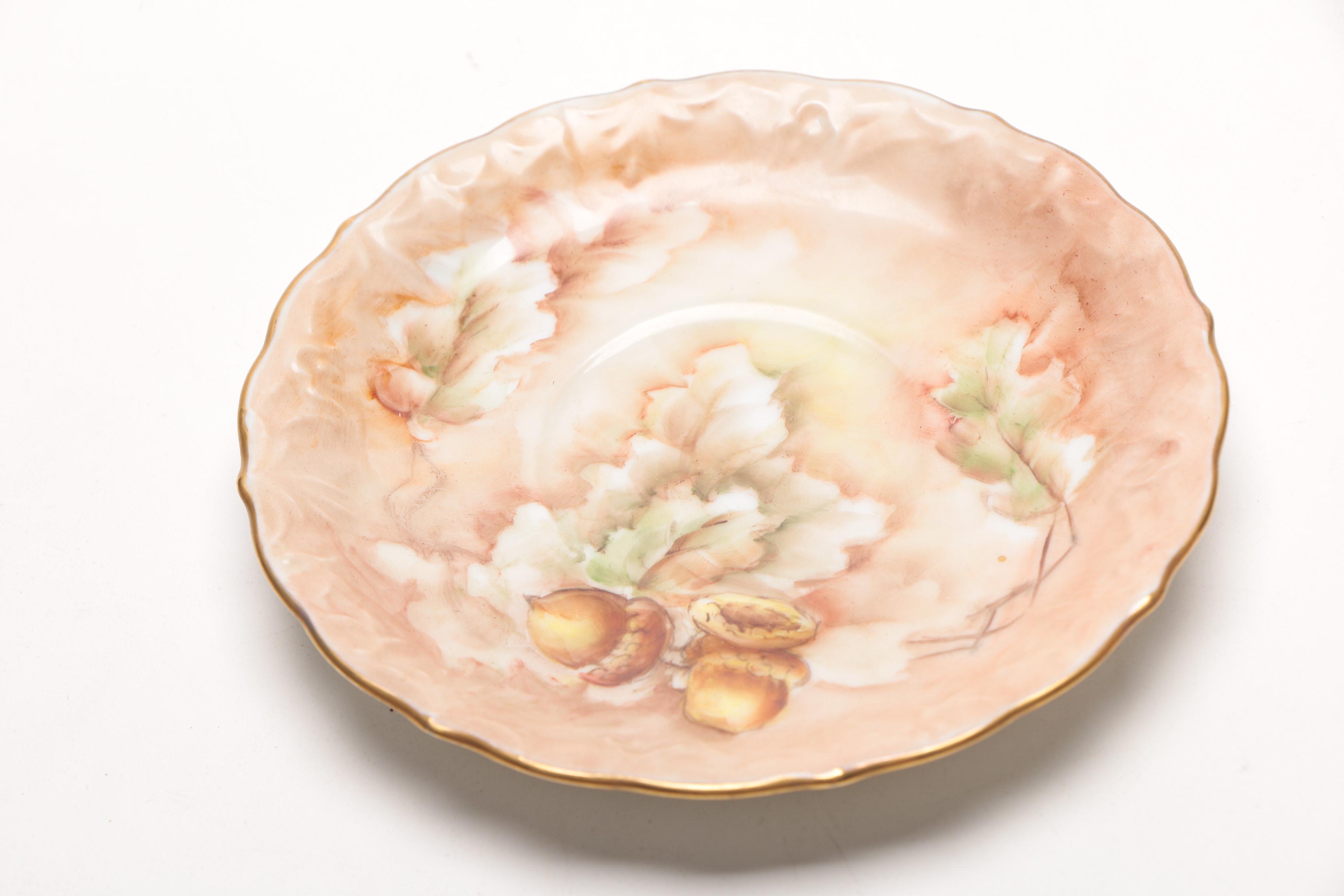 Vintage Porcelain Mustache Teacups With Saucers