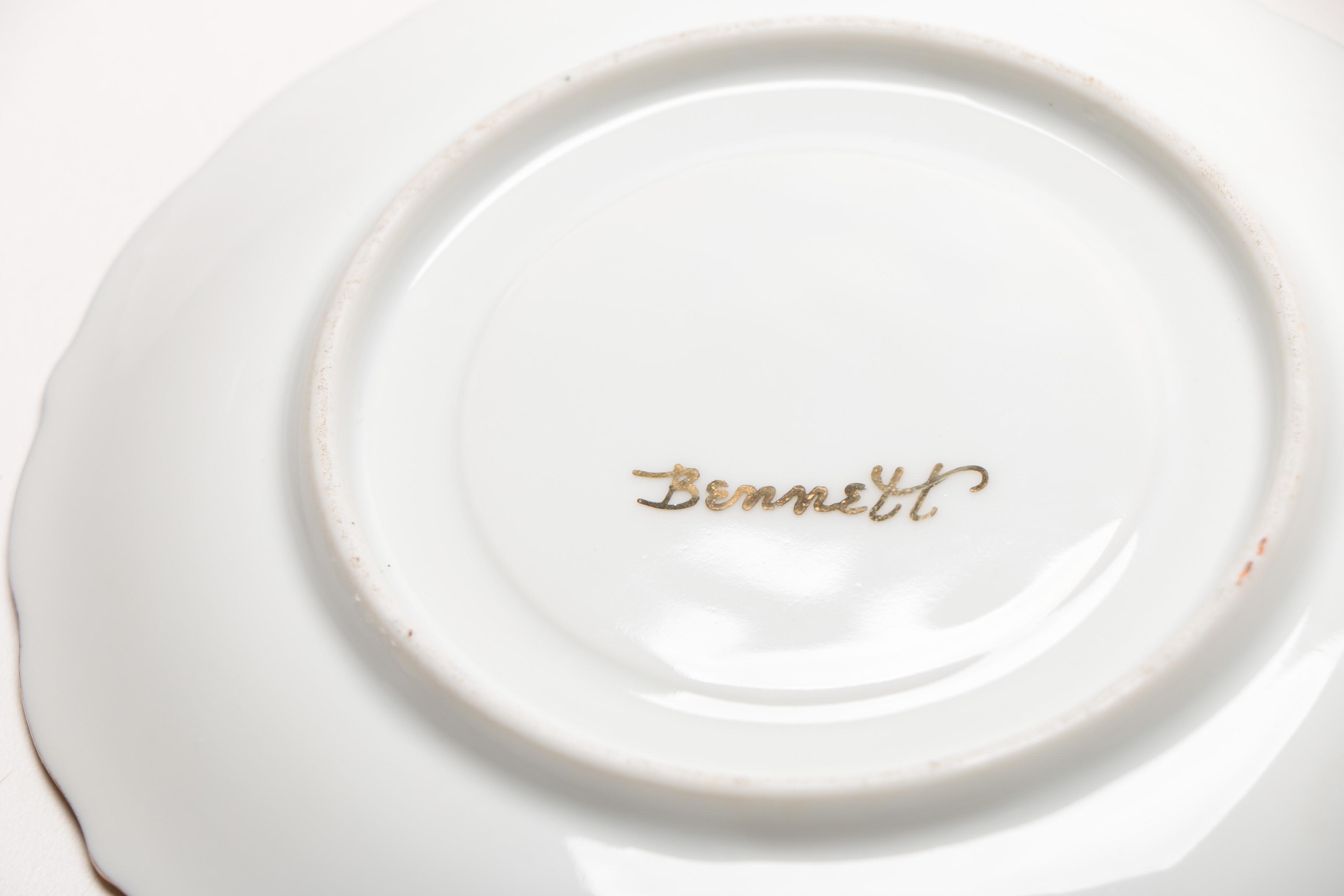 Vintage Porcelain Mustache Teacups With Saucers