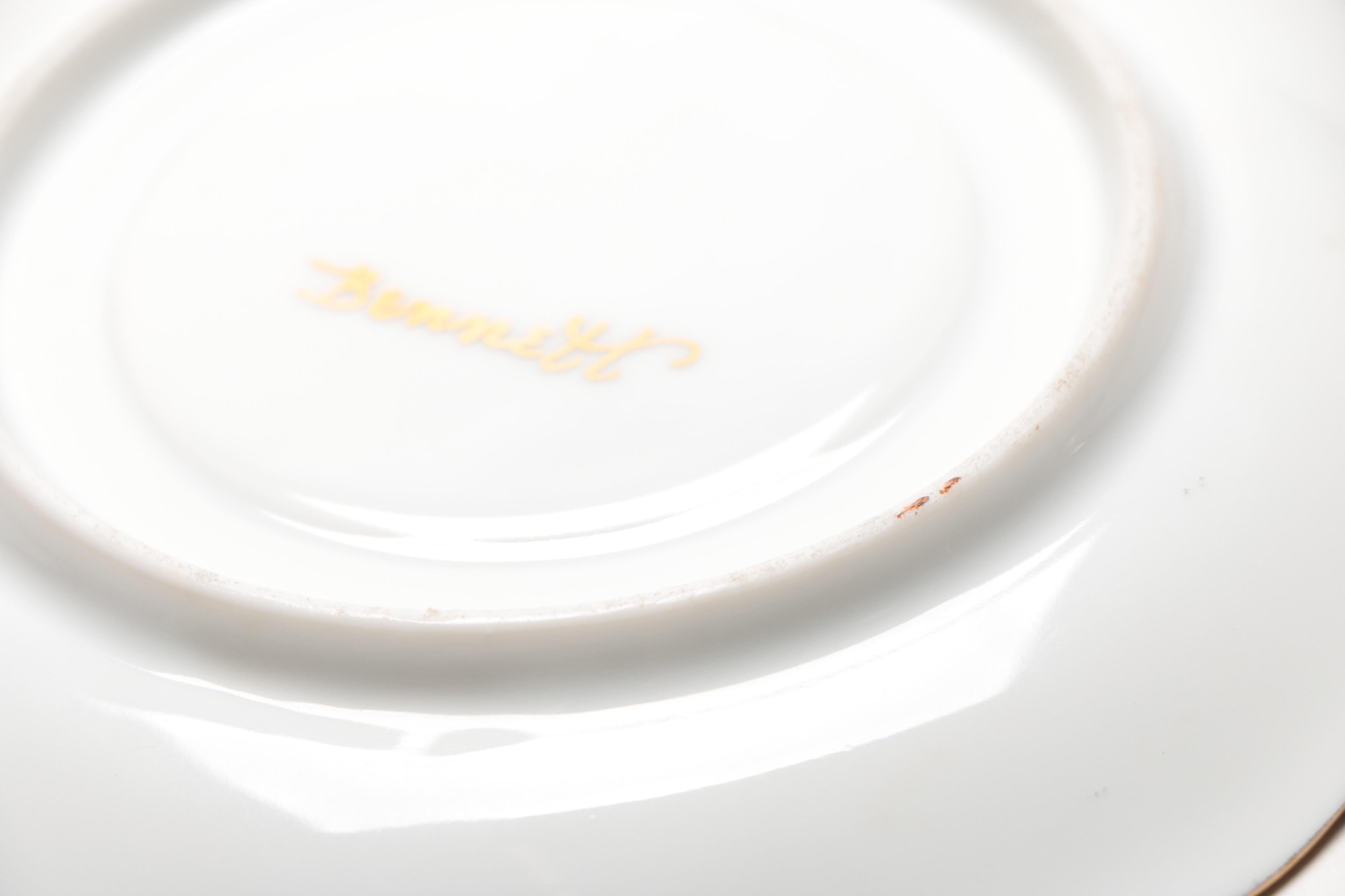 Vintage Porcelain Mustache Teacups With Saucers