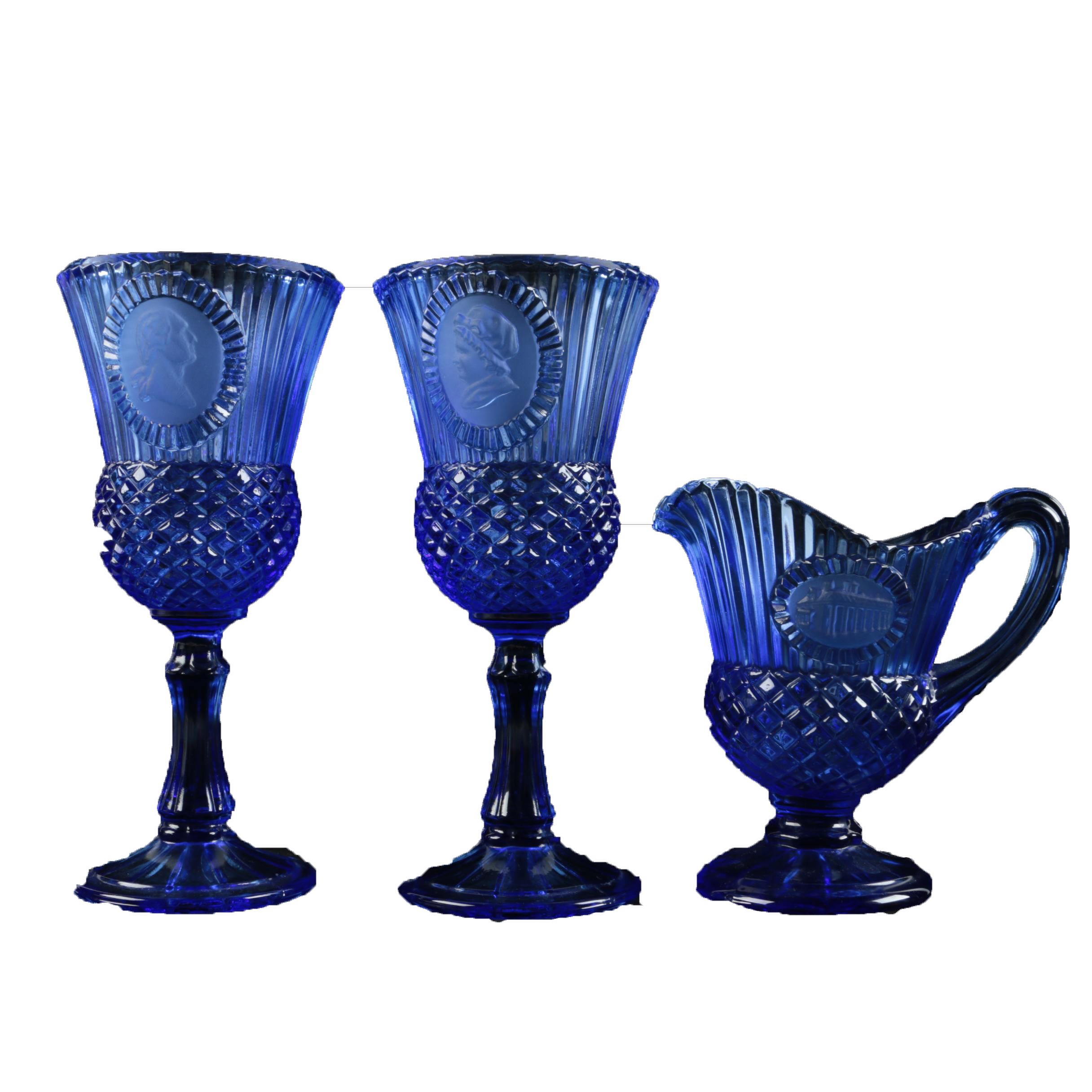 Avon Fostoria George and Martha Washington Goblets and Creamer