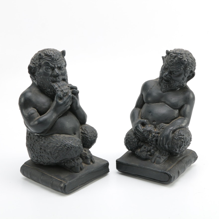 two black satyr bookends