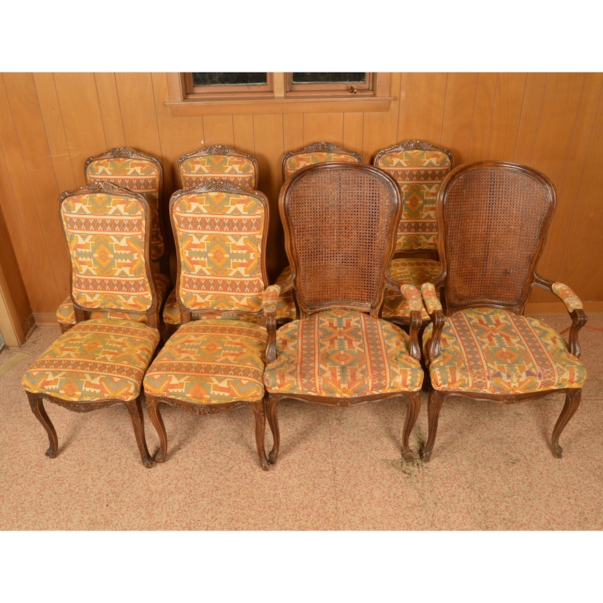 Set of Eight Oak Louis XV Style Dining Chairs by Trouvailles