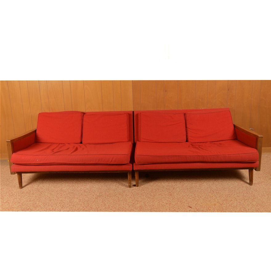 Mid Century Modern Red Sectional Sofa