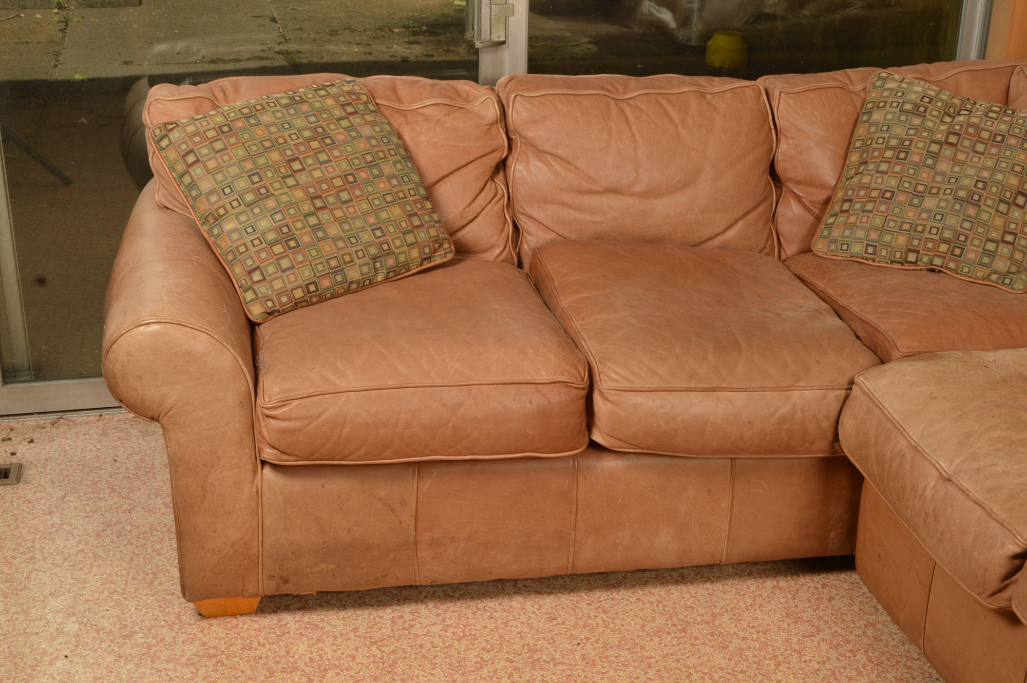 Brown Leather Sectional Sofa With Sealy Posturepedic Supreme Sleeper
