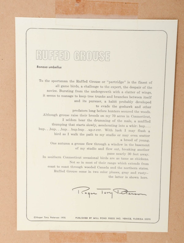 Roger Tory Peterson Signed Limited Edition Offset Lithograph