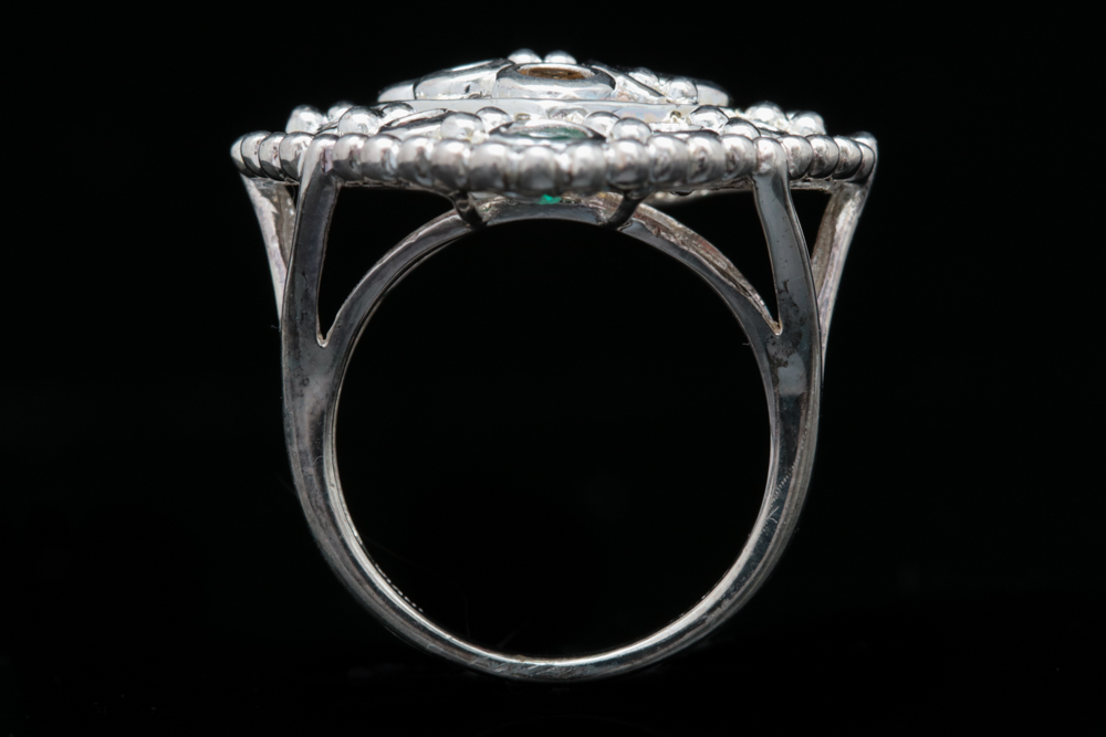 Sterling Silver, Garnet, Citrine, Zircon and Emerald Ring