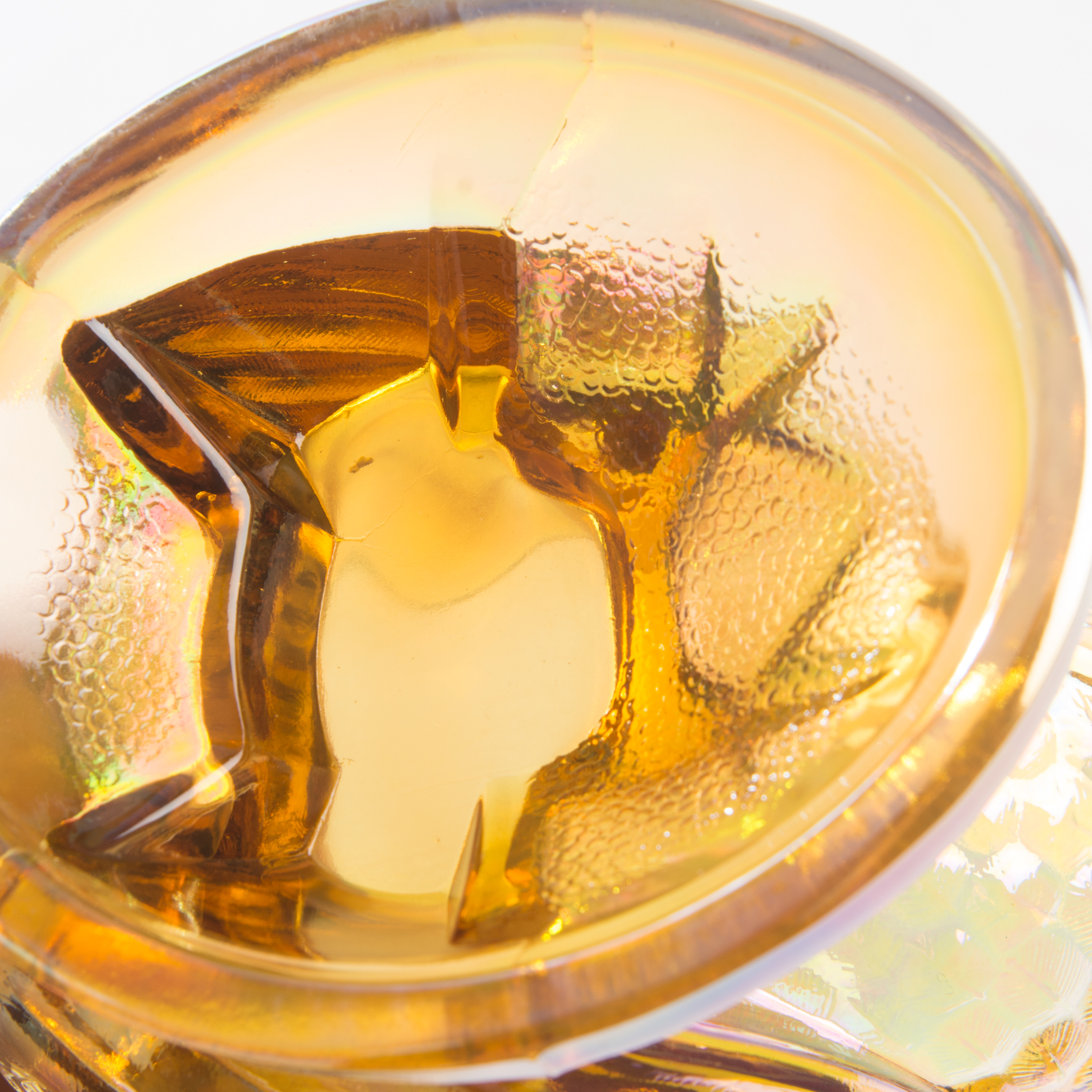 Carnival Glass Style Lidded Turkey Dish