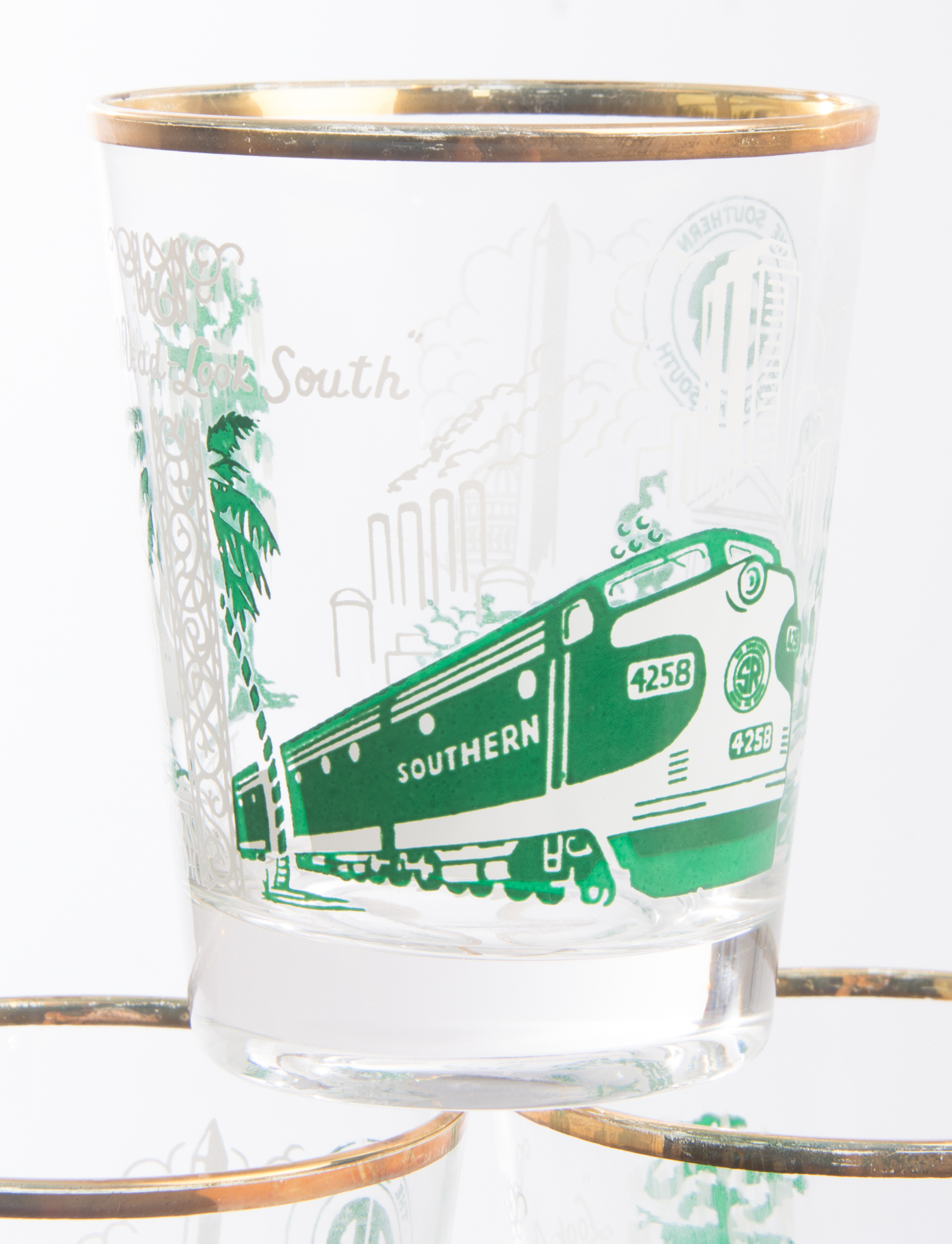 Vintage Southern Railway Double Old Fashioned Glasses