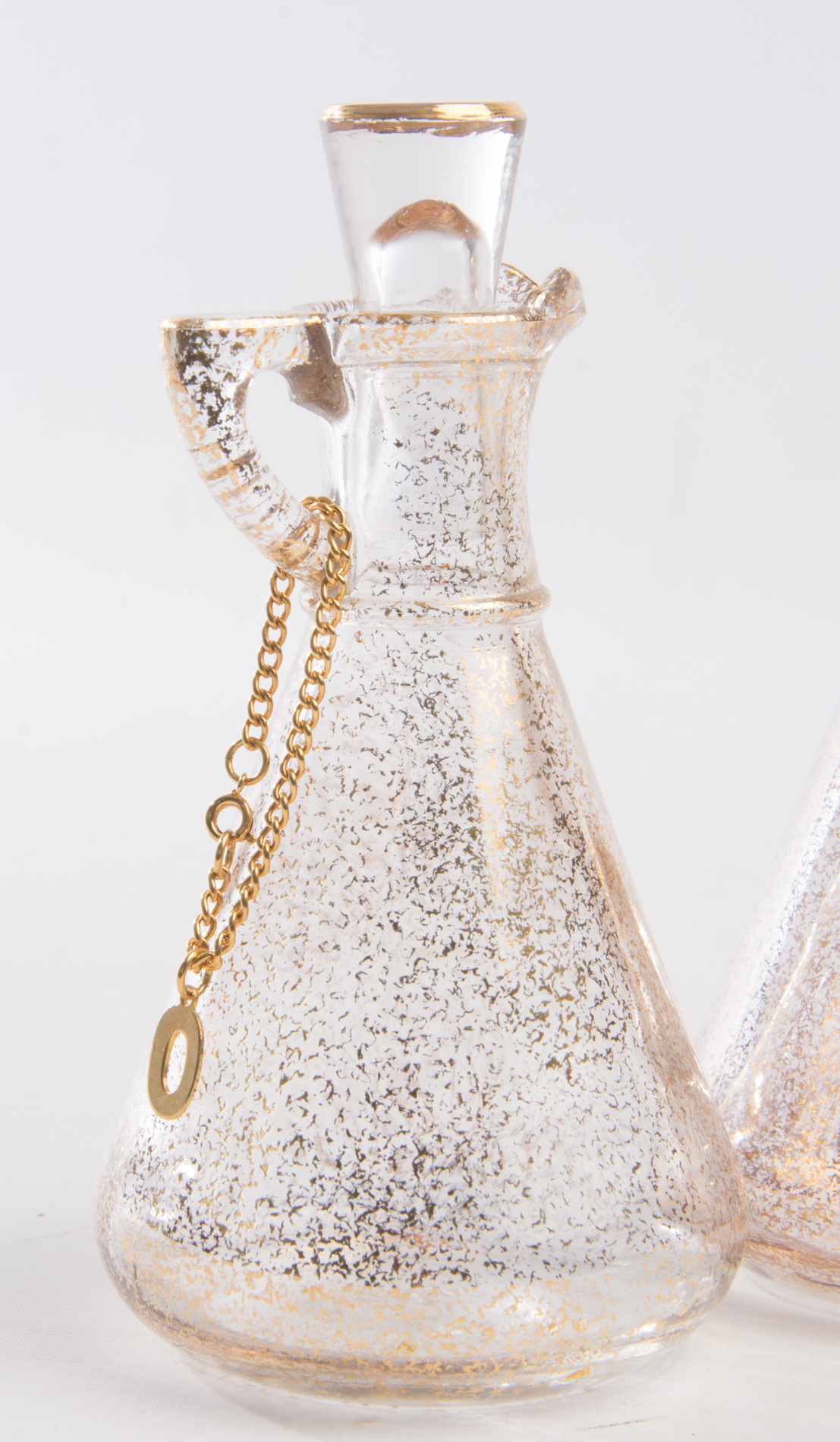 Mid-Century Hazel Atlas "Gold Fleck" Oil & Vinegar Cruet Set