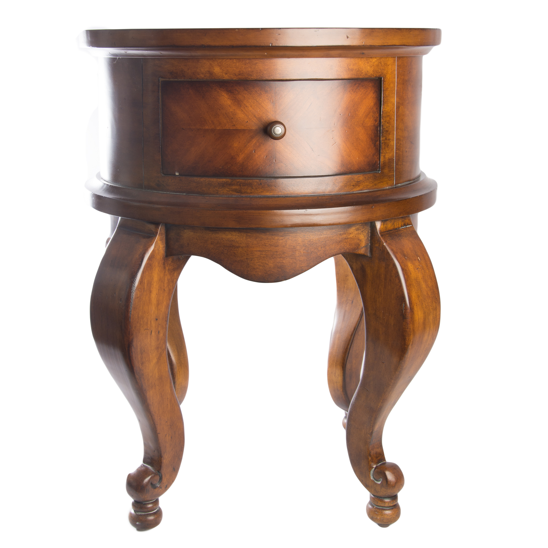 Leather Topped Round Accent Table