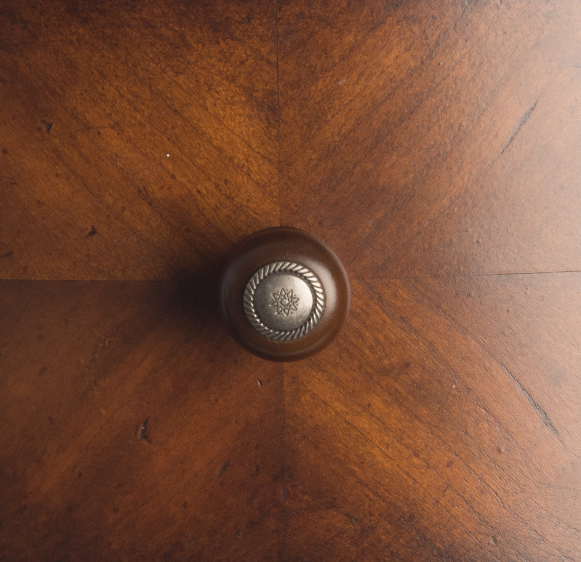 Leather Topped Round Accent Table