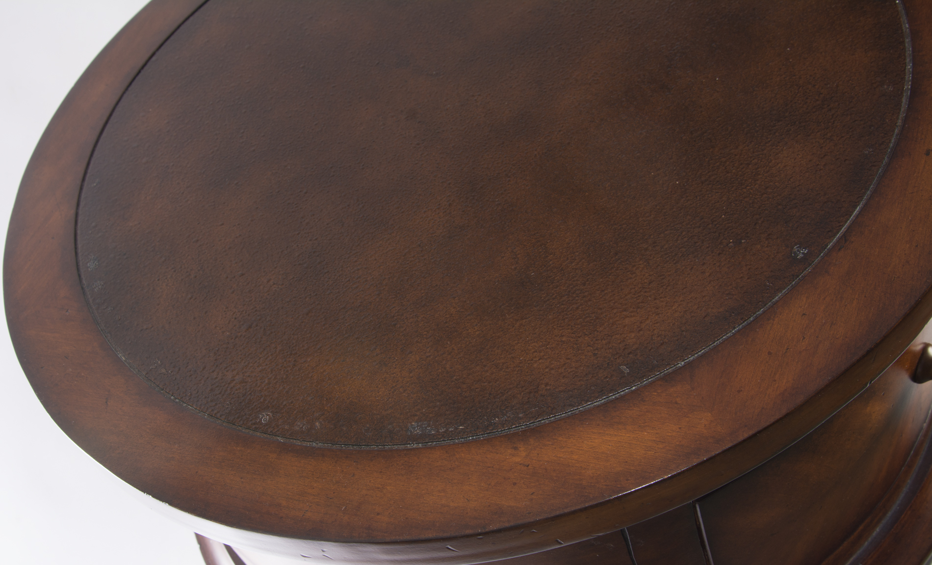 Leather Topped Round Accent Table