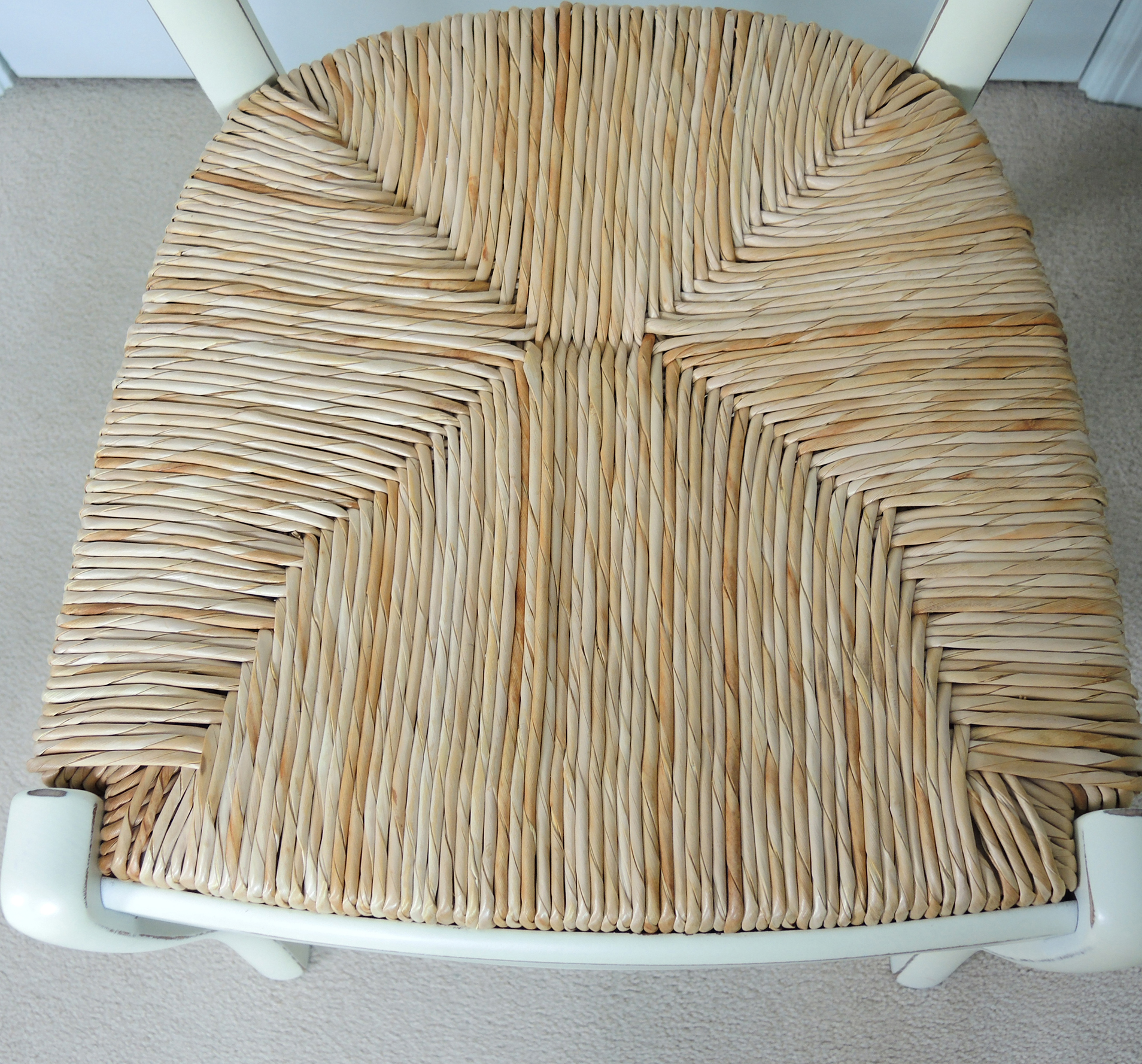 Small White Wicker Desk with Chair