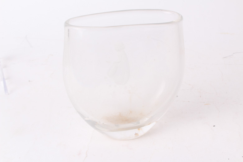 Orrefors Etched Crystal Vase