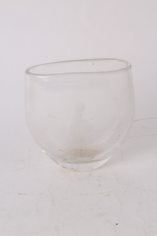 Orrefors Etched Crystal Vase