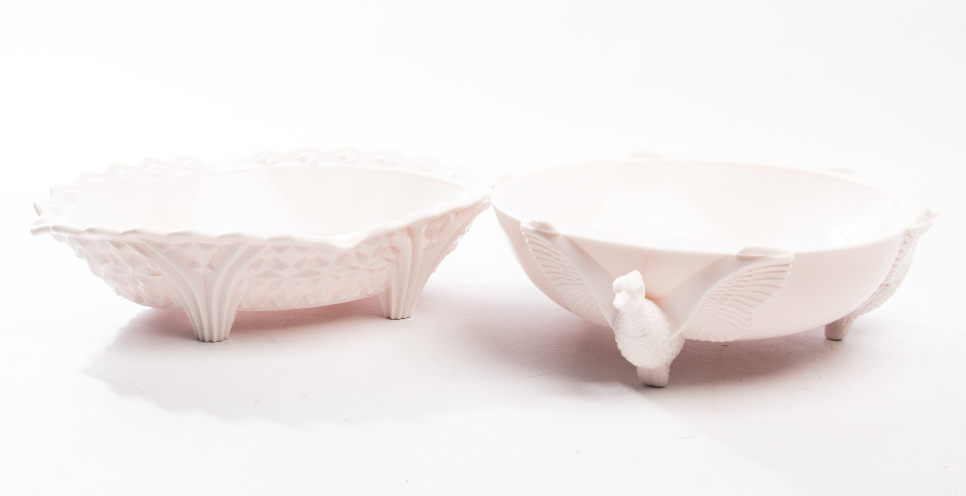 Jeanette Shell Pink Milk Glass Bowls