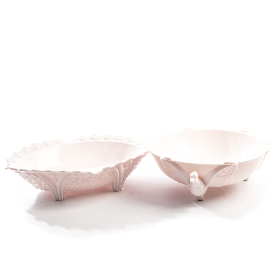 Jeanette Shell Pink Milk Glass Bowls