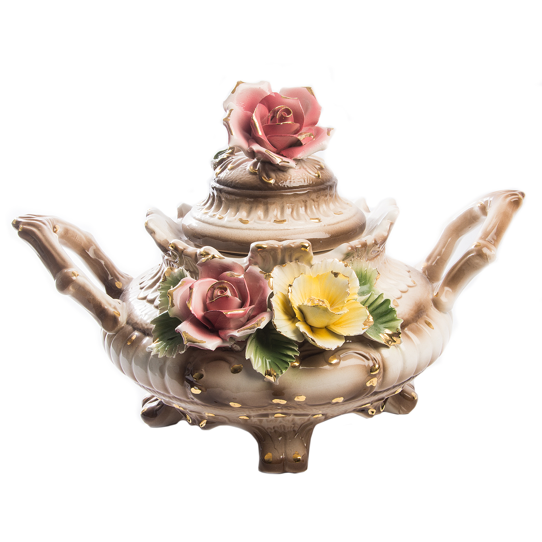Vintage Capodimonte Rose Tureen