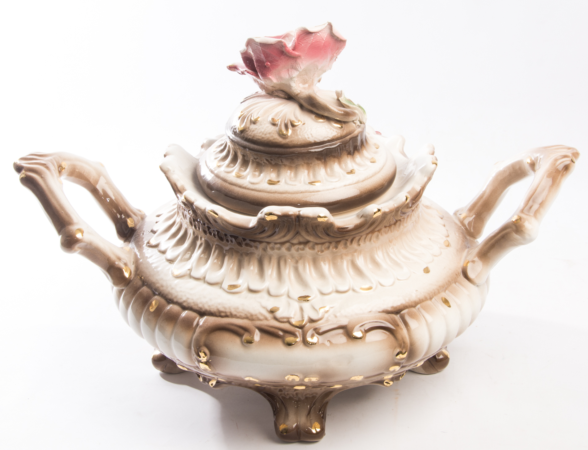 Vintage Capodimonte Rose Tureen