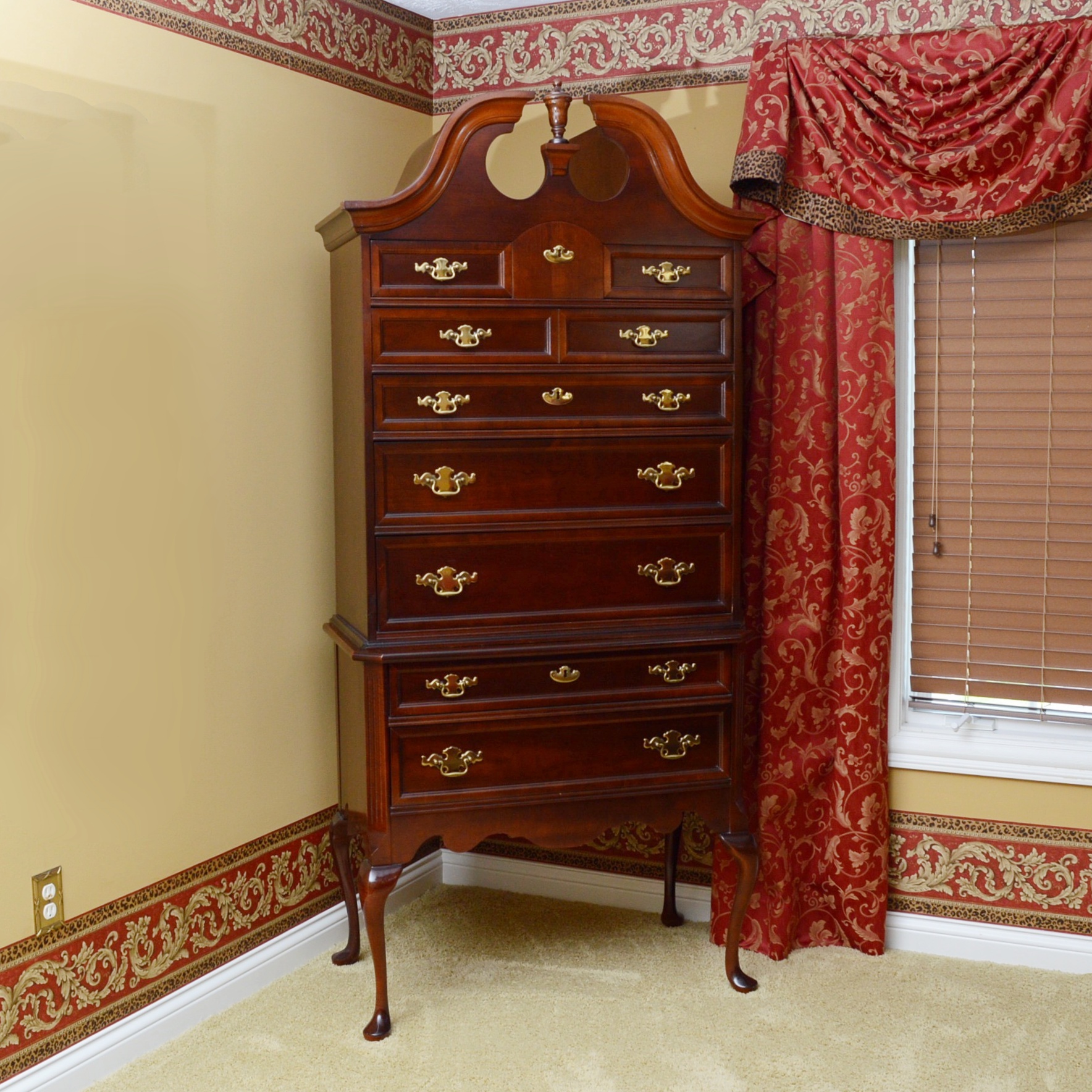 Cherry Highboy Dresser by Bassett Furniture