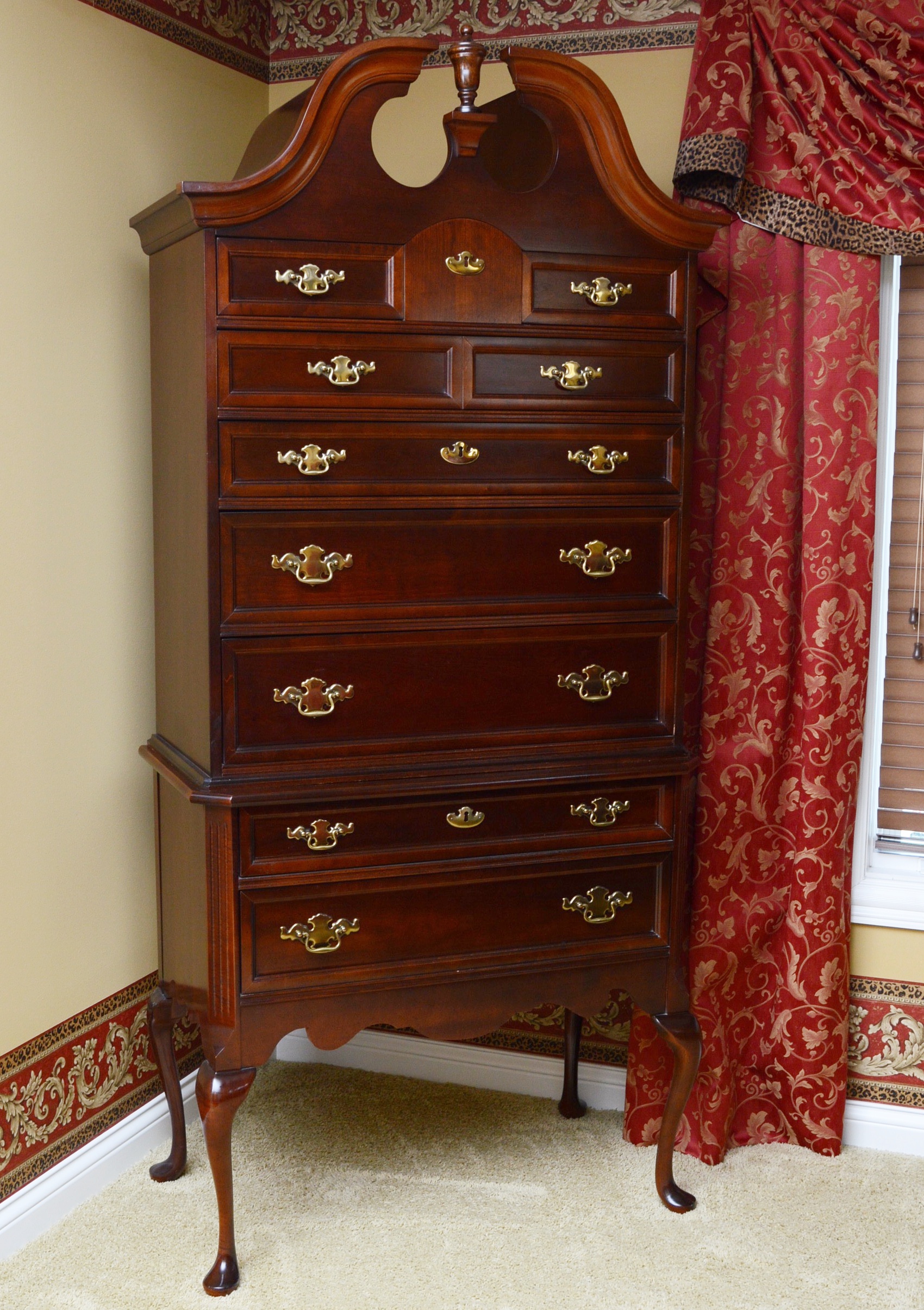 Cherry Highboy Dresser by Bassett Furniture