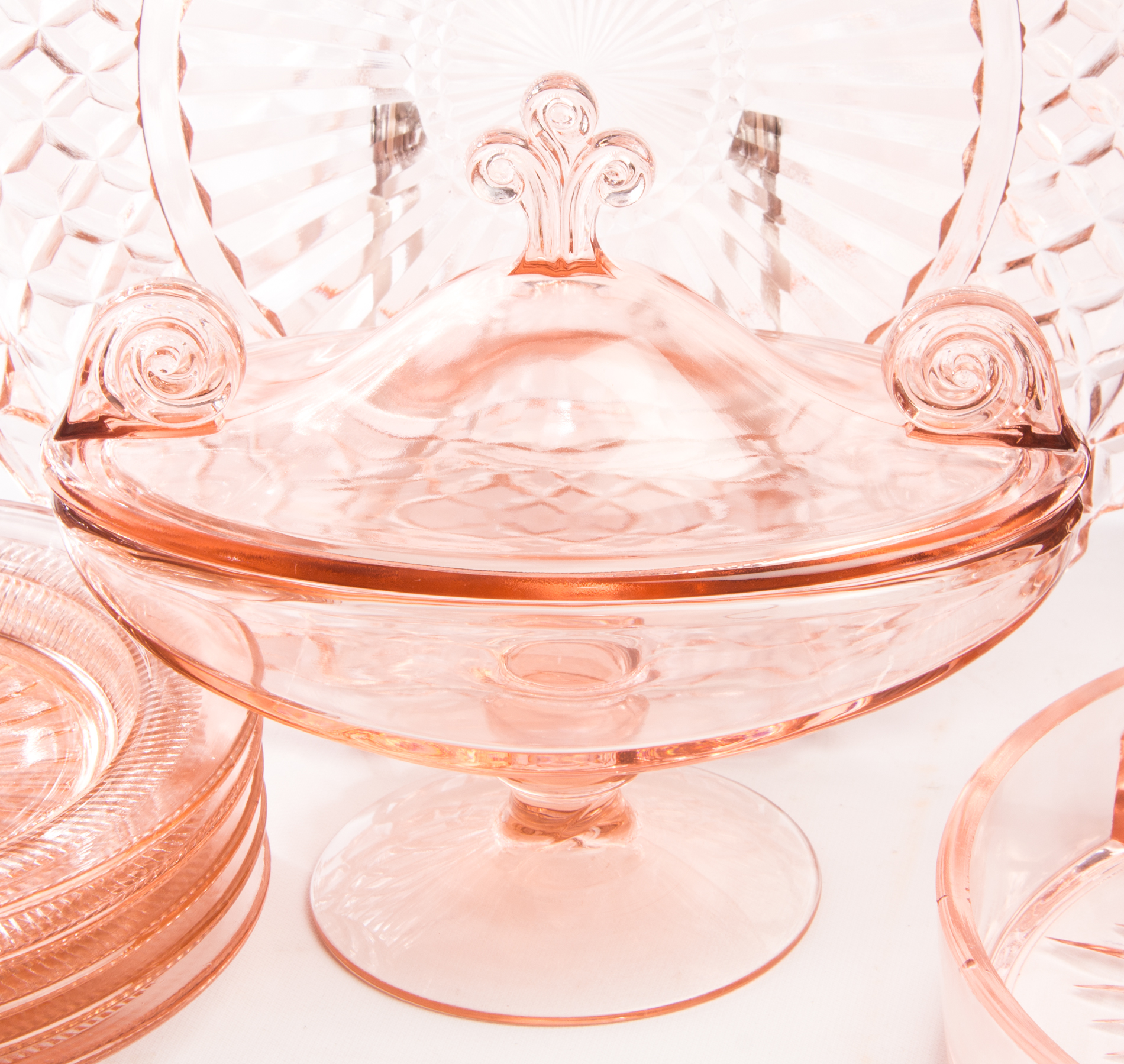 Generous Assortment of Vintage Pink Depression Glass Tableware