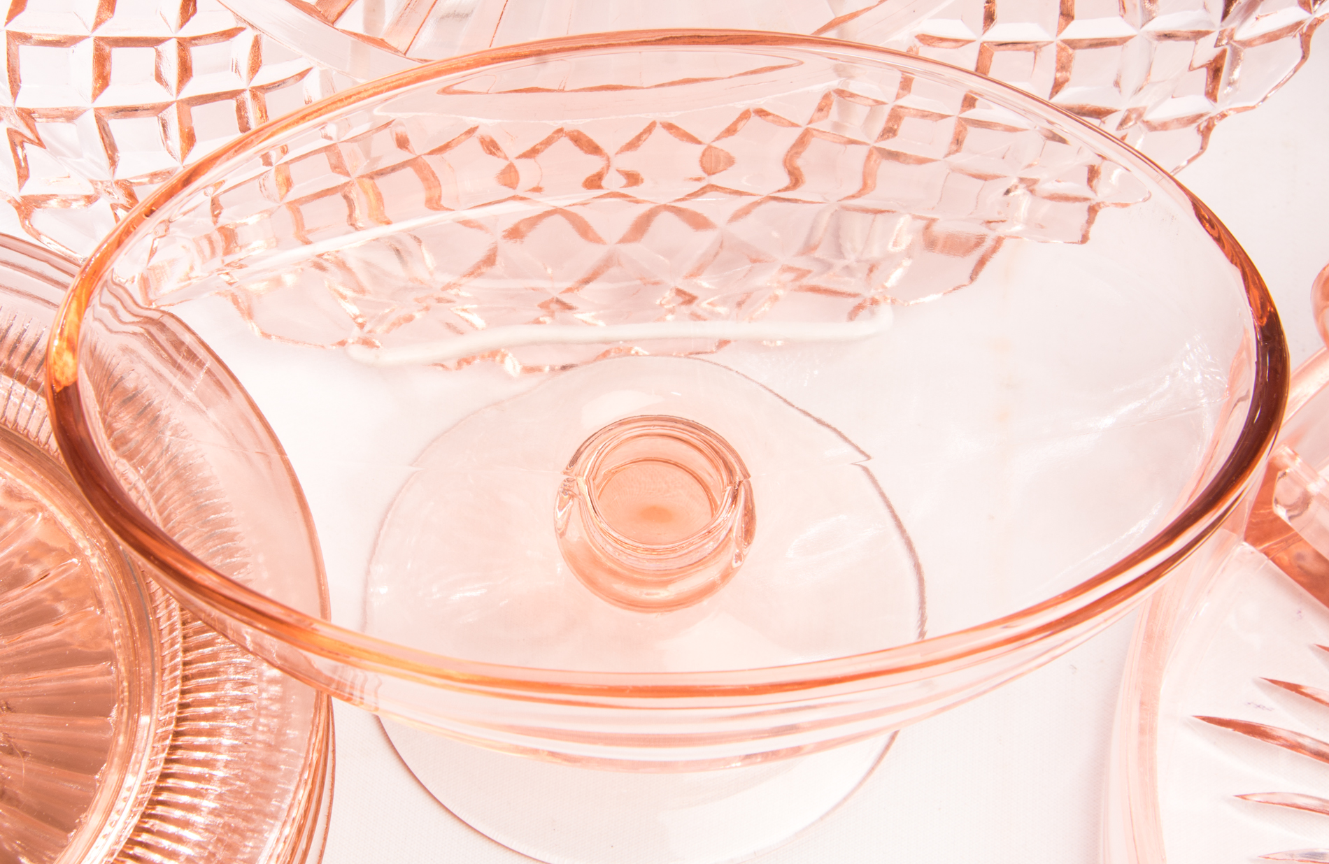 Generous Assortment of Vintage Pink Depression Glass Tableware