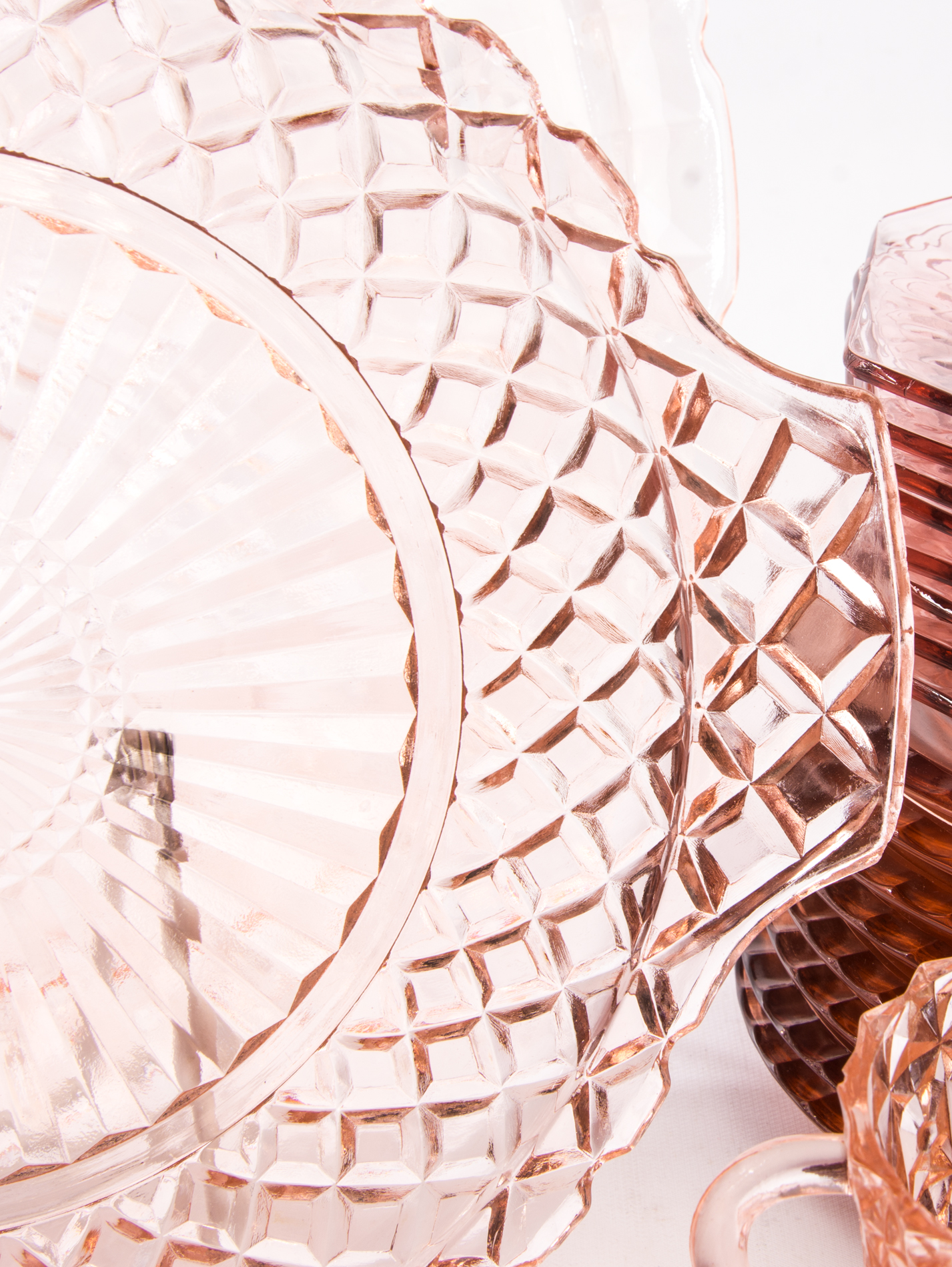 Generous Assortment of Vintage Pink Depression Glass Tableware