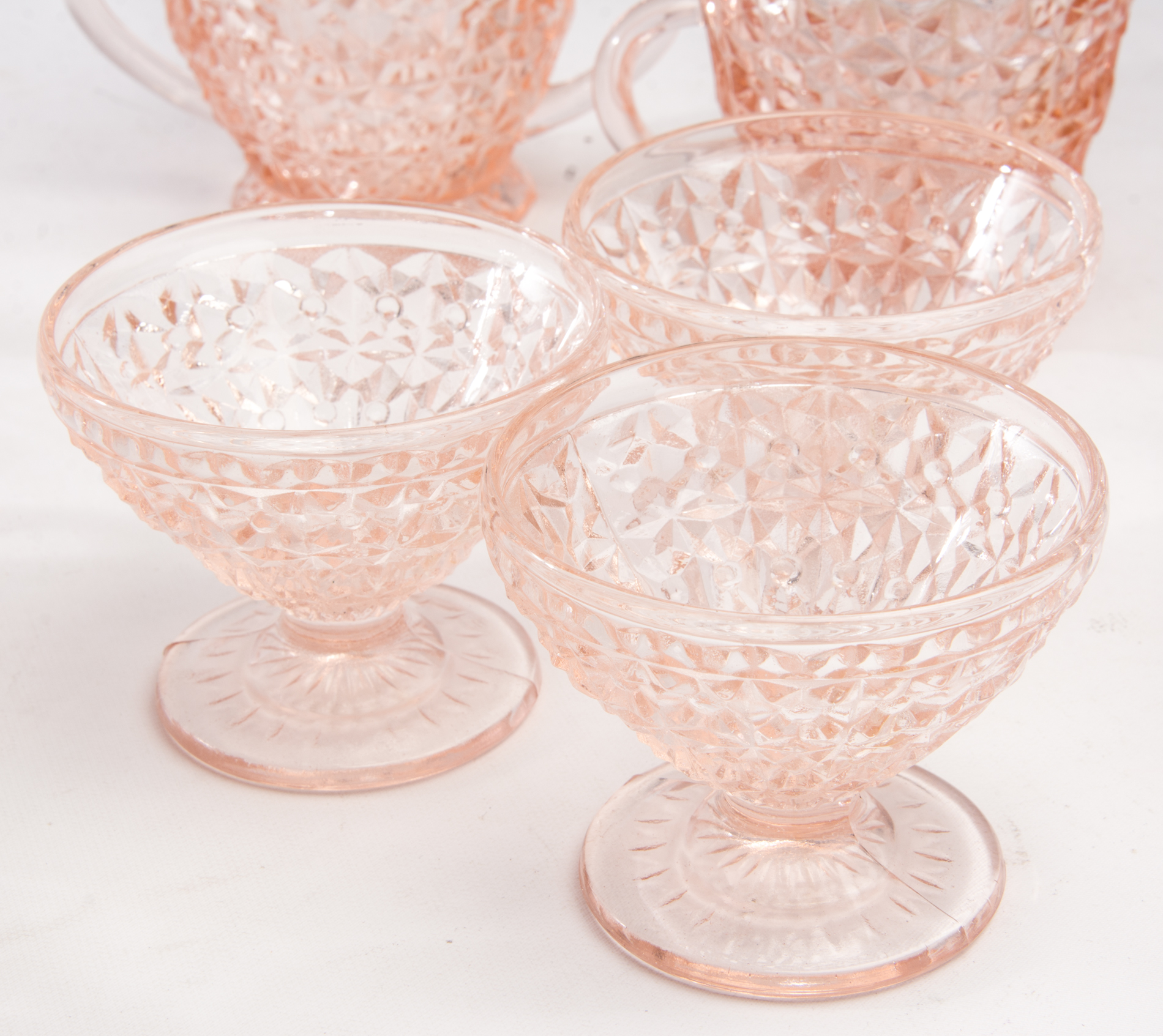 Generous Assortment of Vintage Pink Depression Glass Tableware