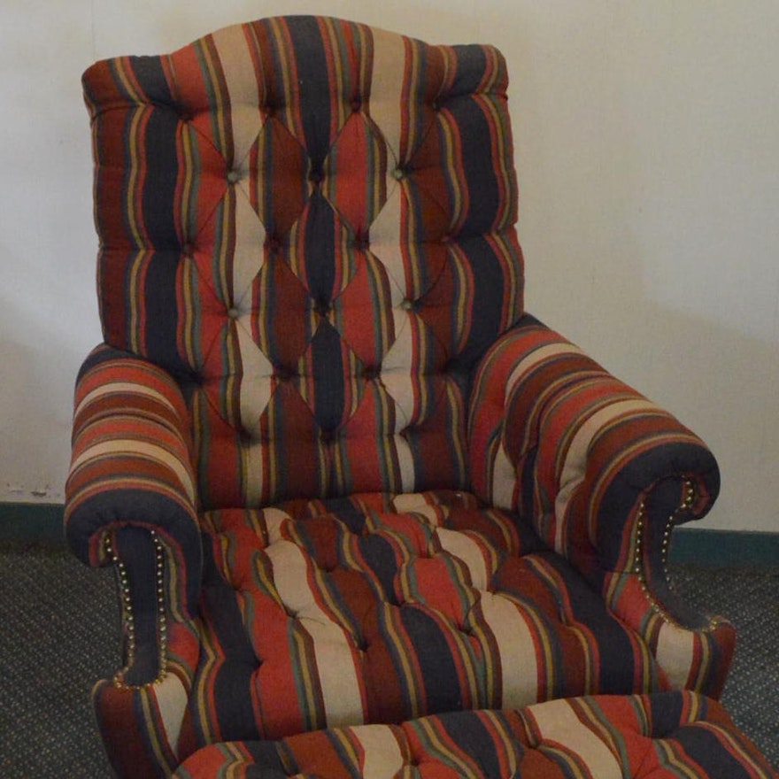 Upholstered Arm Chair with Ottoman