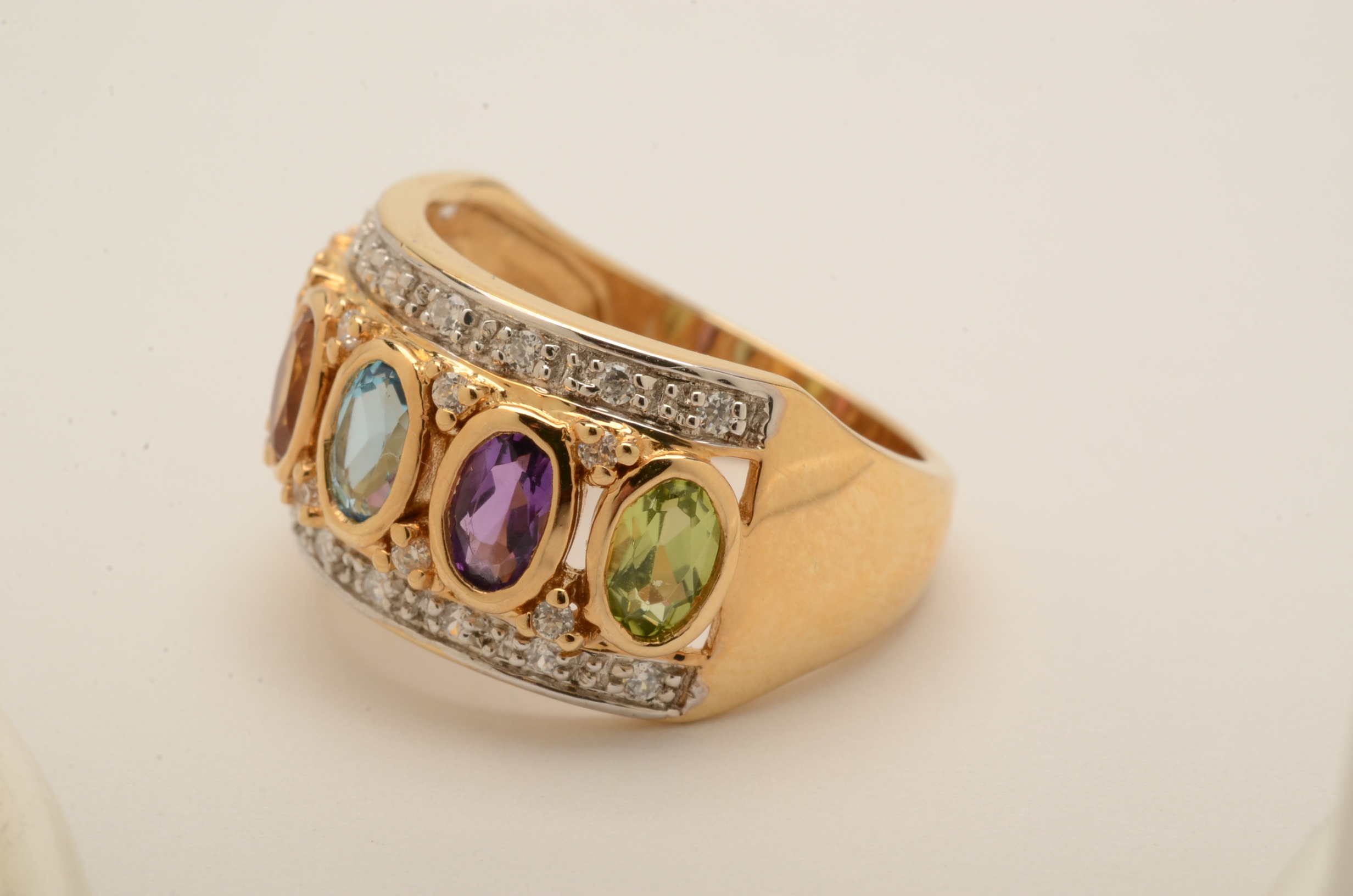 Sterling Ring Featuring Peridot, Topaz, Citrine and Garnet