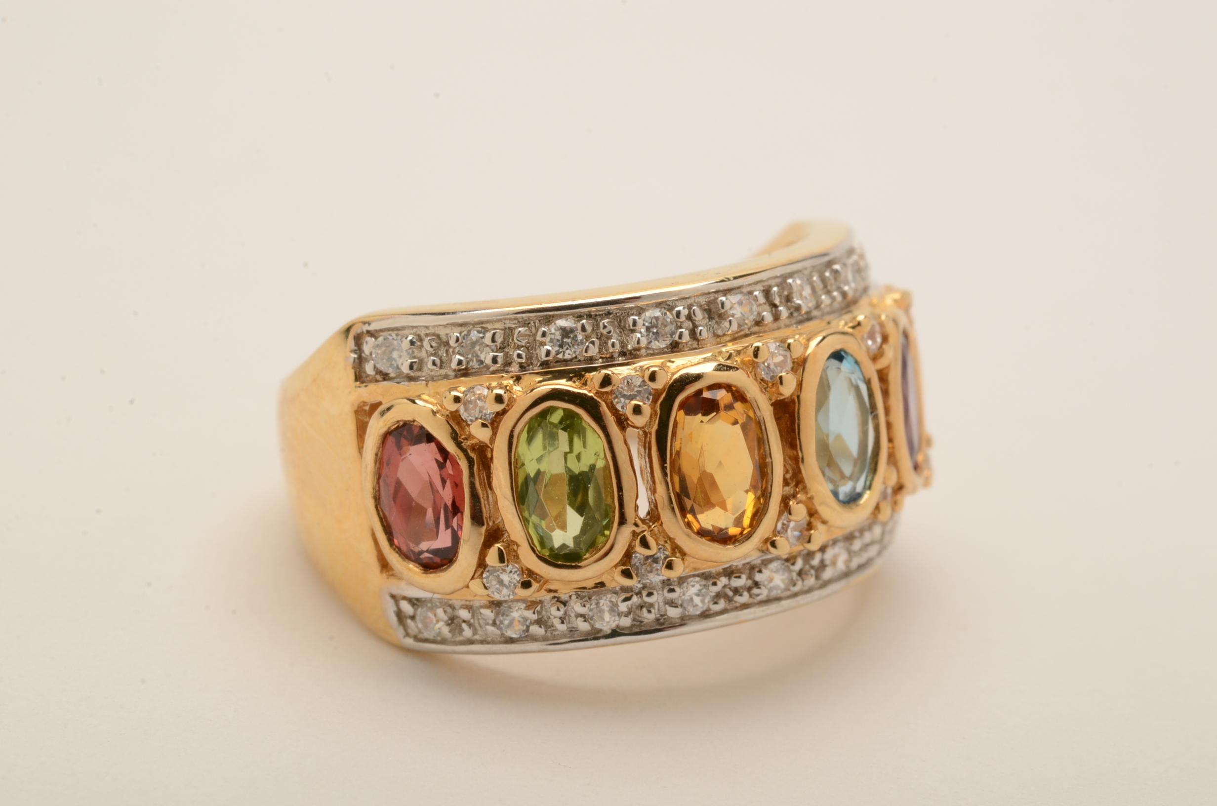 Sterling Ring Featuring Peridot, Topaz, Citrine and Garnet