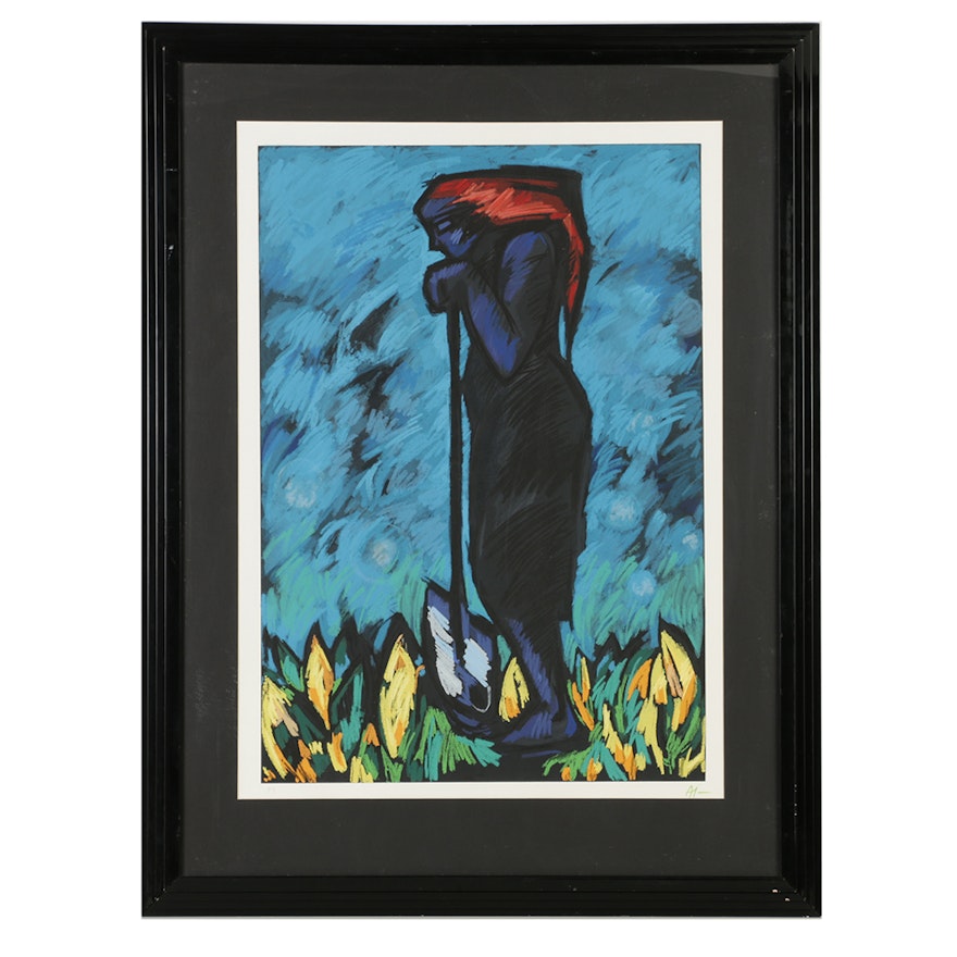 Printer's Proof Serigraph on Paper of Woman with Shovel