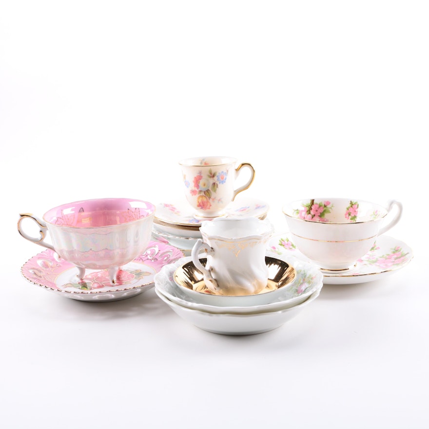 China Teacups and Saucers Including New Chelsea Staffordshire
