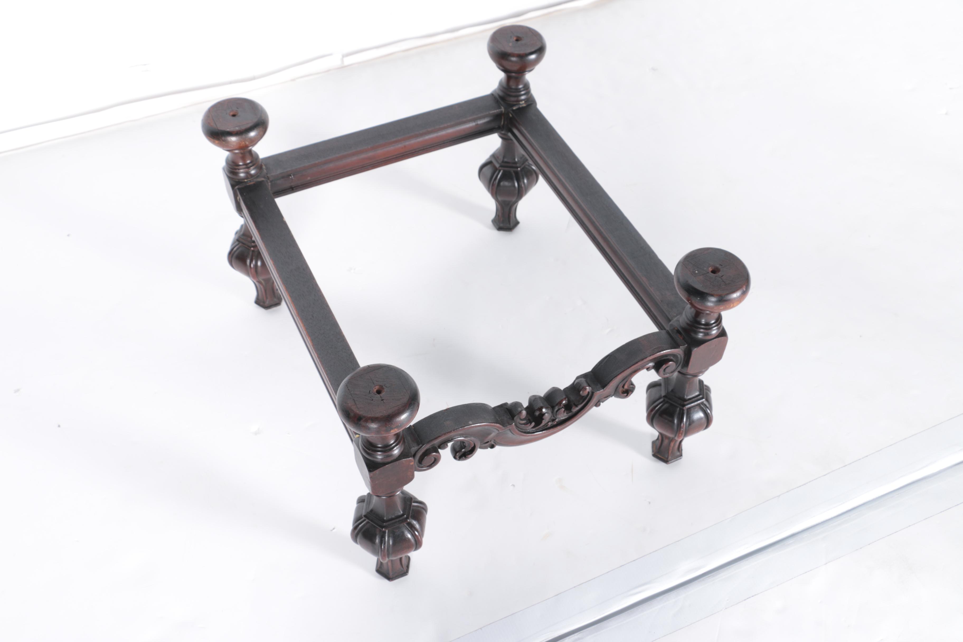 Renaissance Revival Inspired Glass Top Side Tables