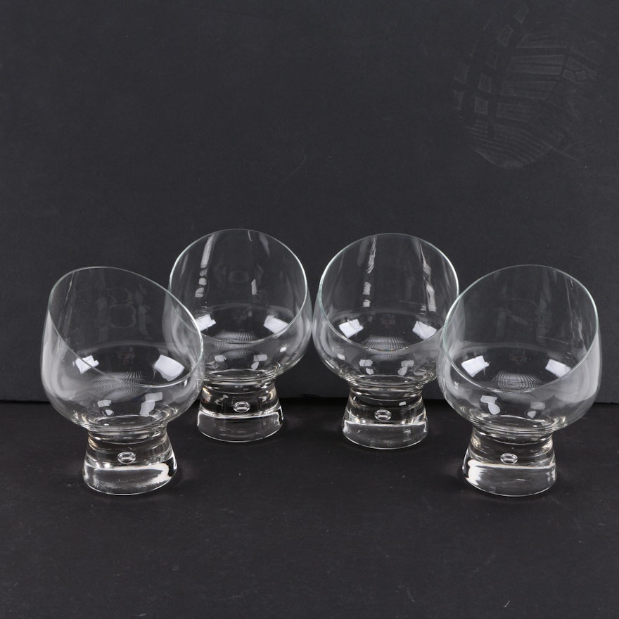 Set of Angled Rim Footed Glass Bowls